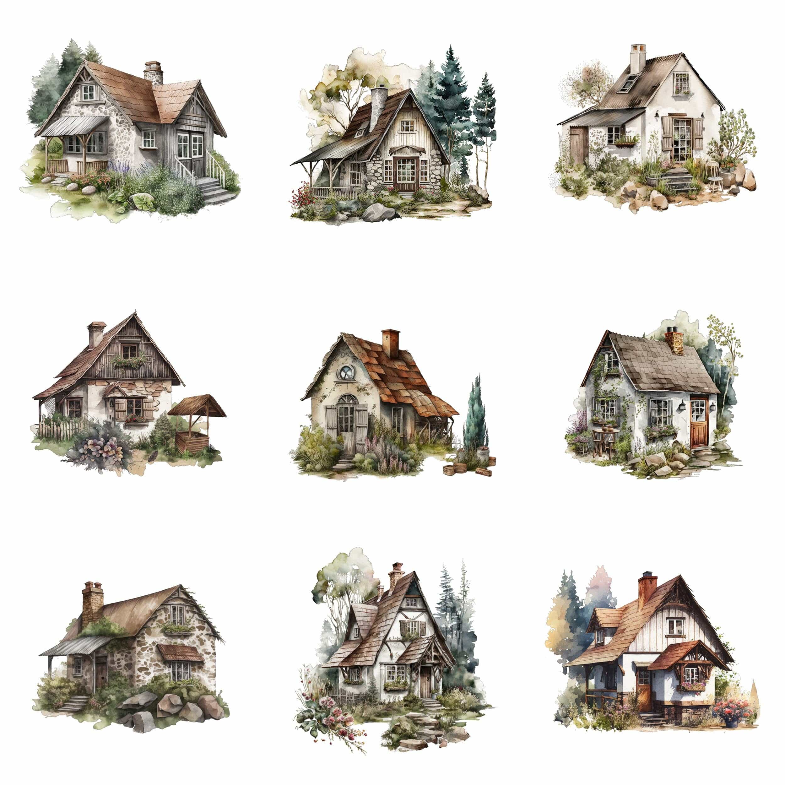 Rustic House & Cottage Bundle - 59 High-Quality Images, Vintage Homes, Cozy Cabins, Country Living, Digital Download, Printable Wall Art Digital Download Sumobundle