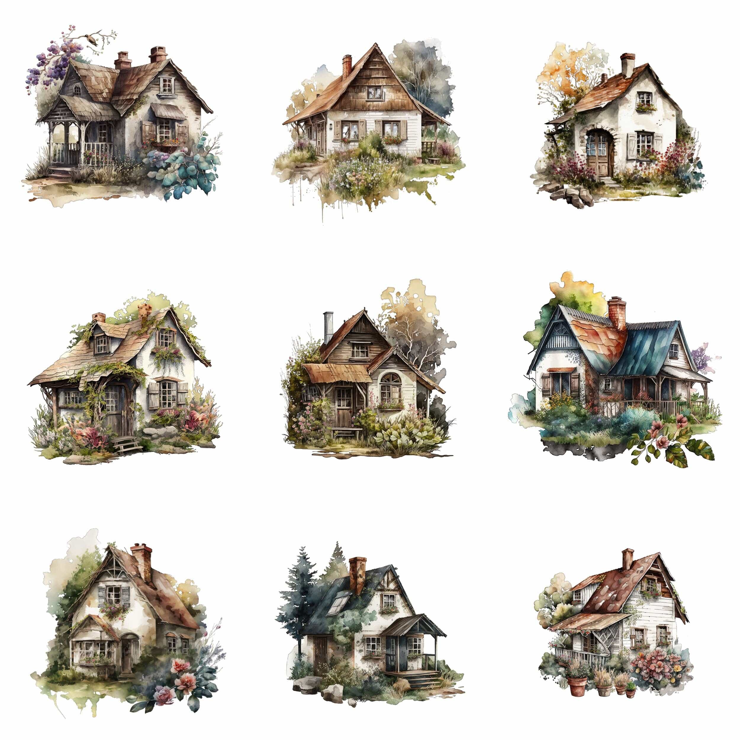 Rustic House & Cottage Bundle - 59 High-Quality Images, Vintage Homes, Cozy Cabins, Country Living, Digital Download, Printable Wall Art Digital Download Sumobundle