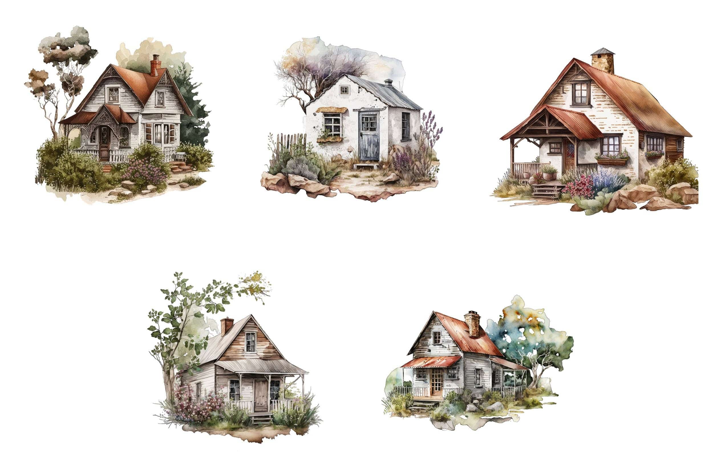 Rustic House & Cottage Bundle - 59 High-Quality Images, Vintage Homes, Cozy Cabins, Country Living, Digital Download, Printable Wall Art Digital Download Sumobundle
