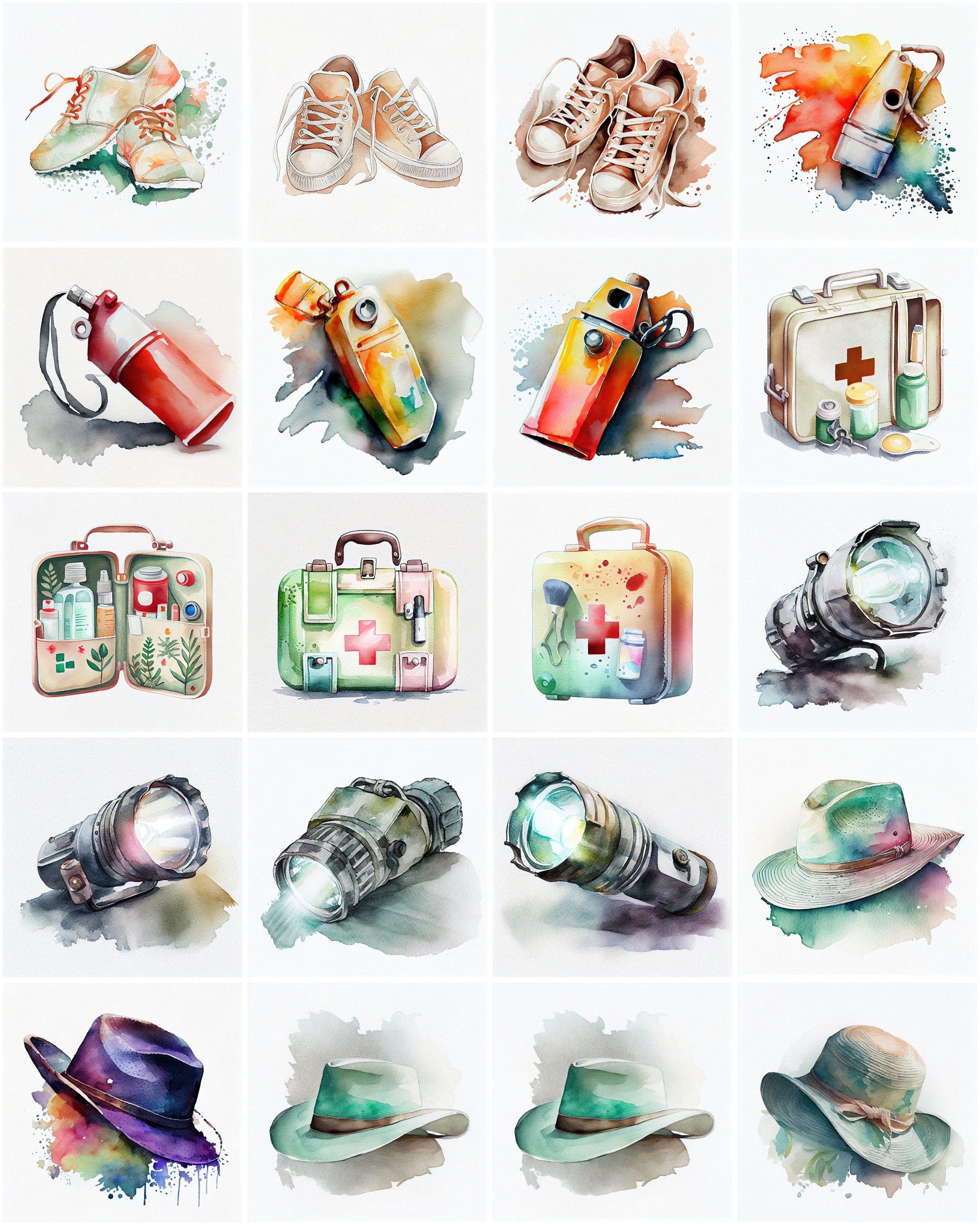 Safari Watercolor PNG Bundle - 100 Stunning Images of Jungle Graphics, Adventure Art, and African Safari Illustrations for Design Projects Digital Download Sumobundle