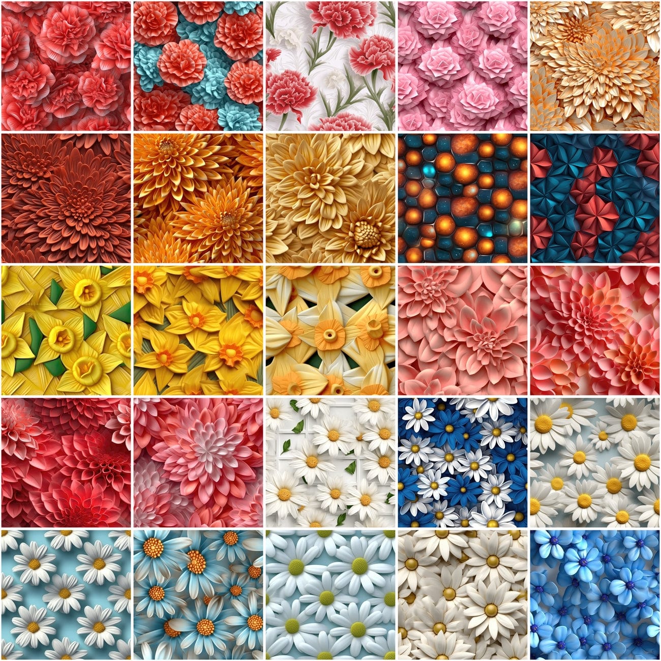 Seamless Floral Backgrounds: 180 High-Quality PNG Images for Commercial Use Digital Download Sumobundle