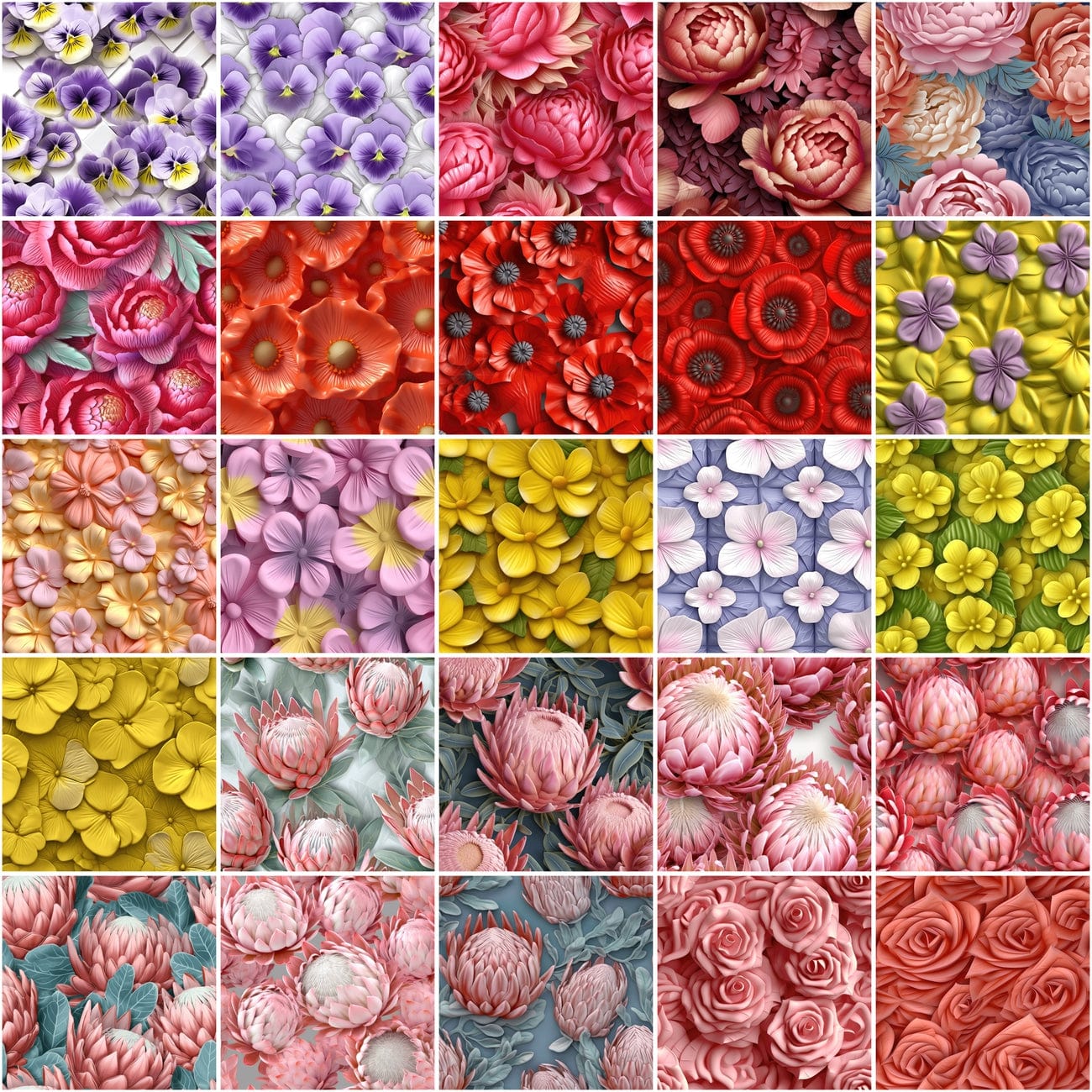 Seamless Floral Backgrounds: 180 High-Quality PNG Images for Commercial Use Digital Download Sumobundle