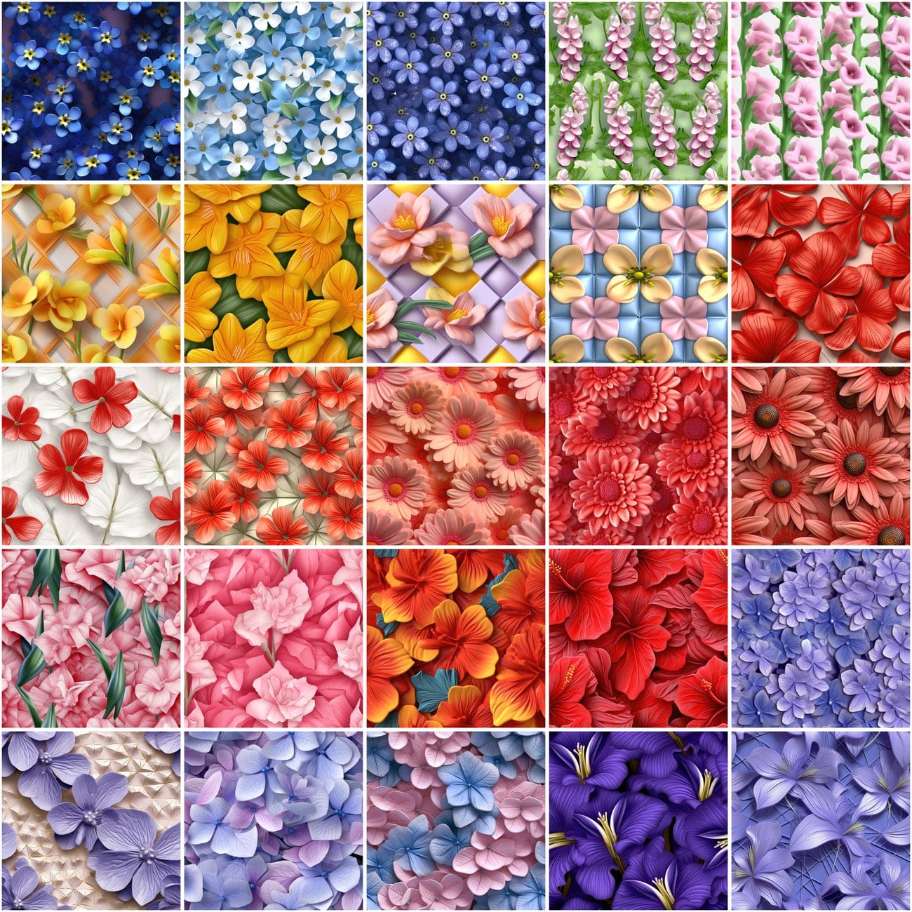 Seamless Floral Backgrounds: 180 High-Quality PNG Images for Commercial Use Digital Download Sumobundle