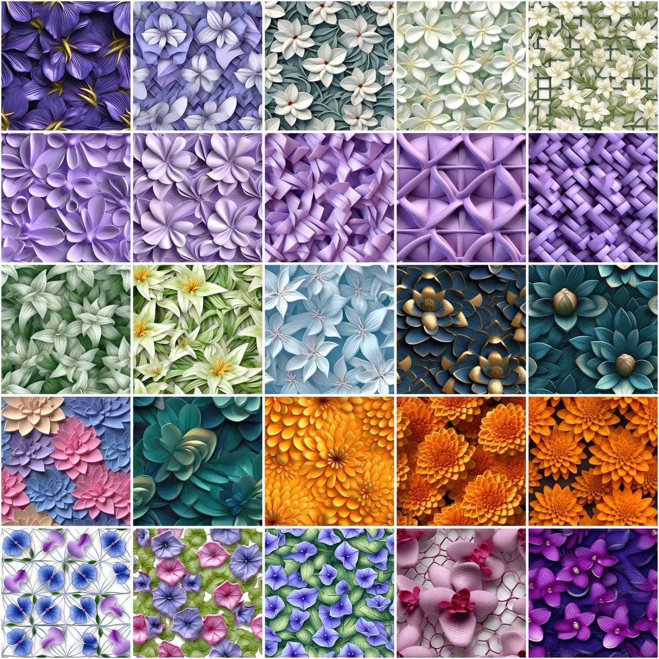 Seamless Floral Backgrounds: 180 High-Quality PNG Images for Commercial Use Digital Download Sumobundle