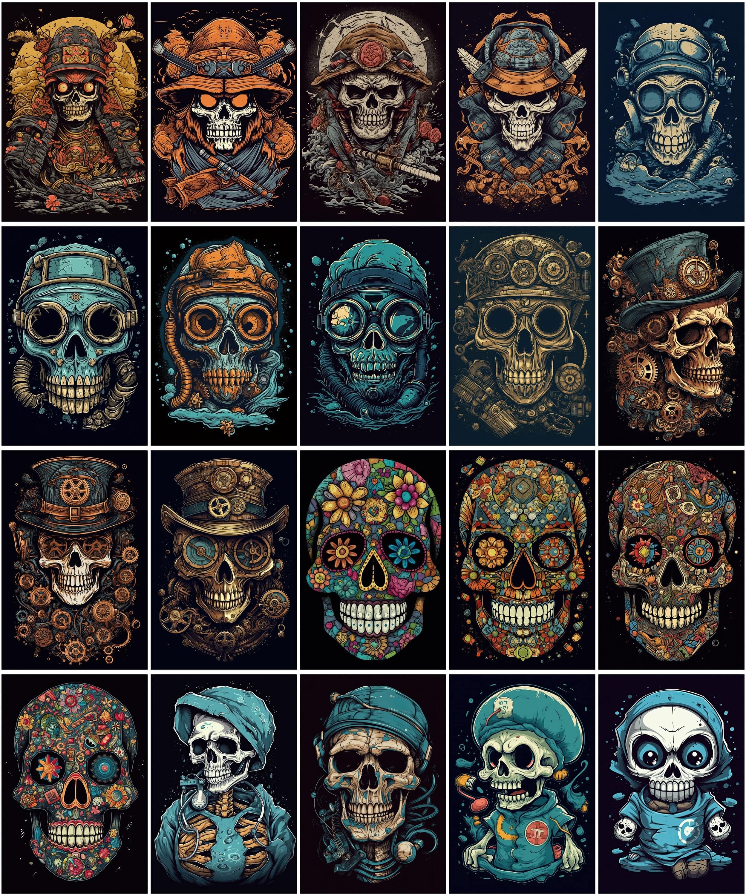 Skulls Bundle: 200 High-Quality Images for Digital Design, Tattoo Art, Printables, and Crafts Digital Download Sumobundle