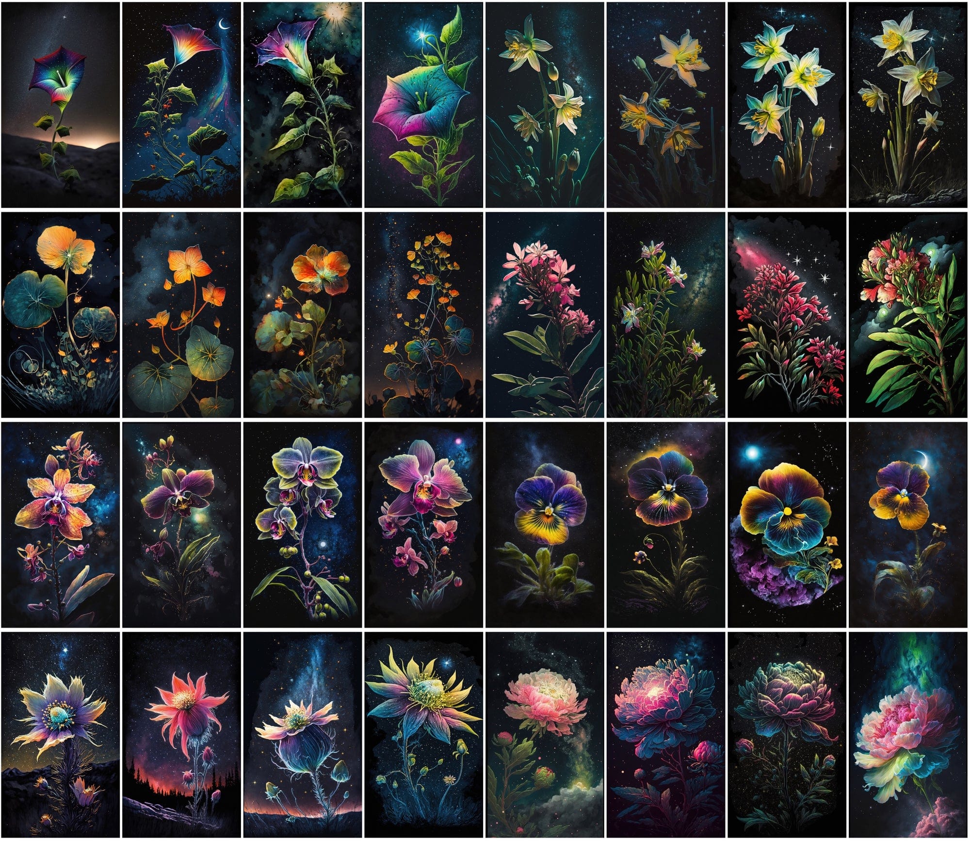 Stunning Floral & Starry Sky Images - High-Resolution, Colorful, Commercial Use - 470 JPG Collection Digital Download Sumobundle