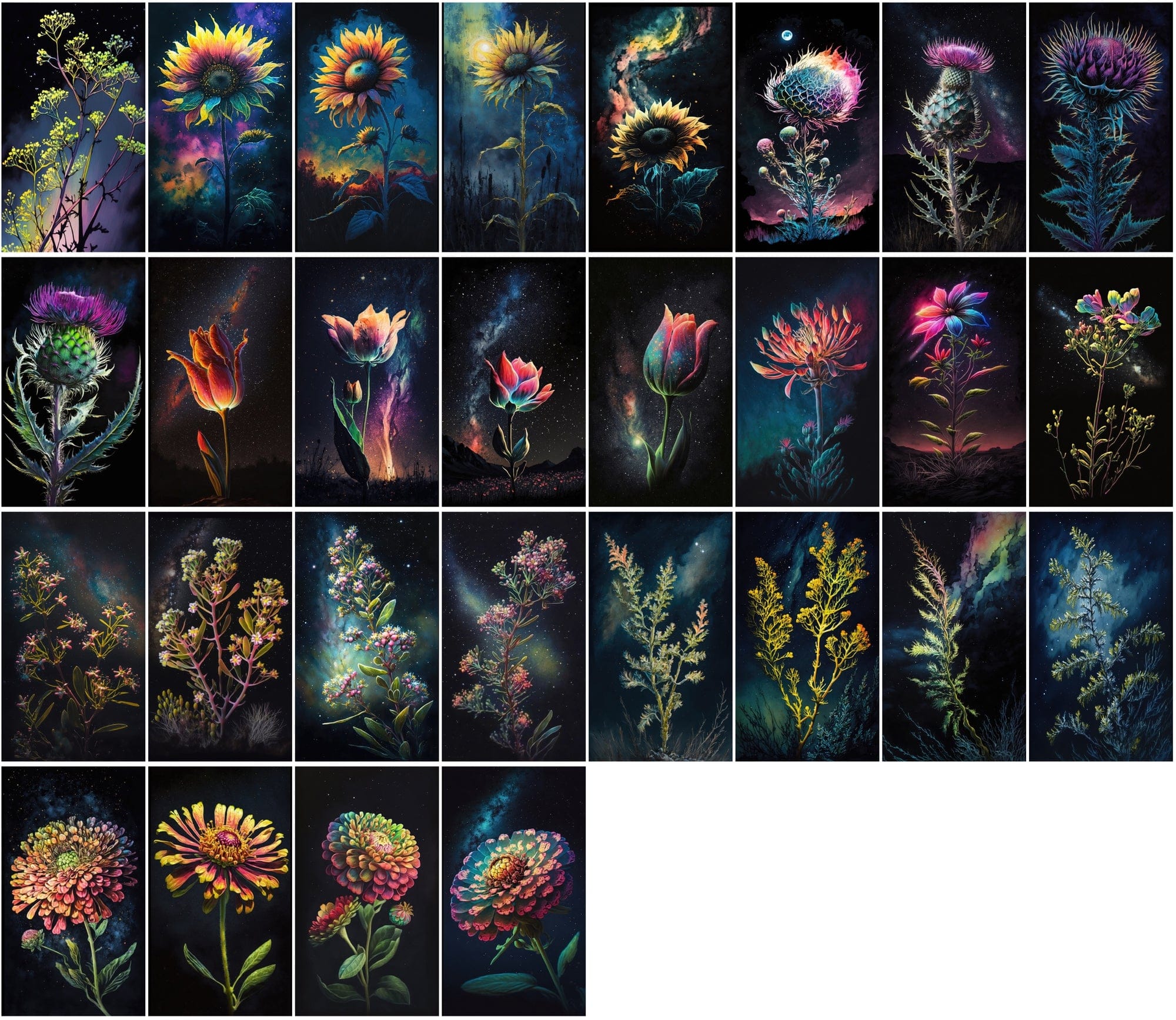 Stunning Floral & Starry Sky Images - High-Resolution, Colorful, Commercial Use - 470 JPG Collection Digital Download Sumobundle