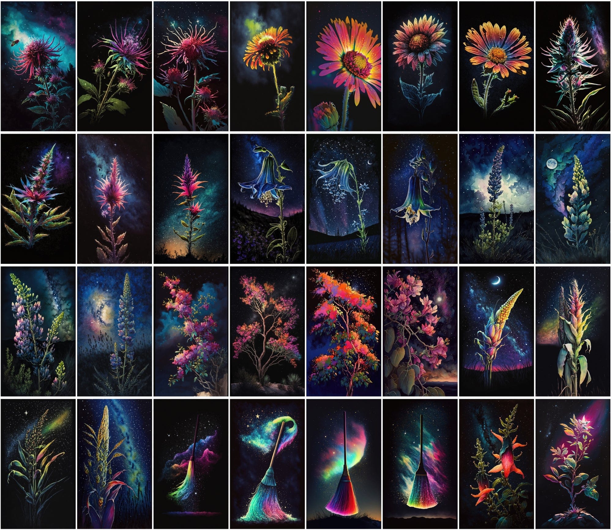 Stunning Floral & Starry Sky Images - High-Resolution, Colorful, Commercial Use - 470 JPG Collection Digital Download Sumobundle