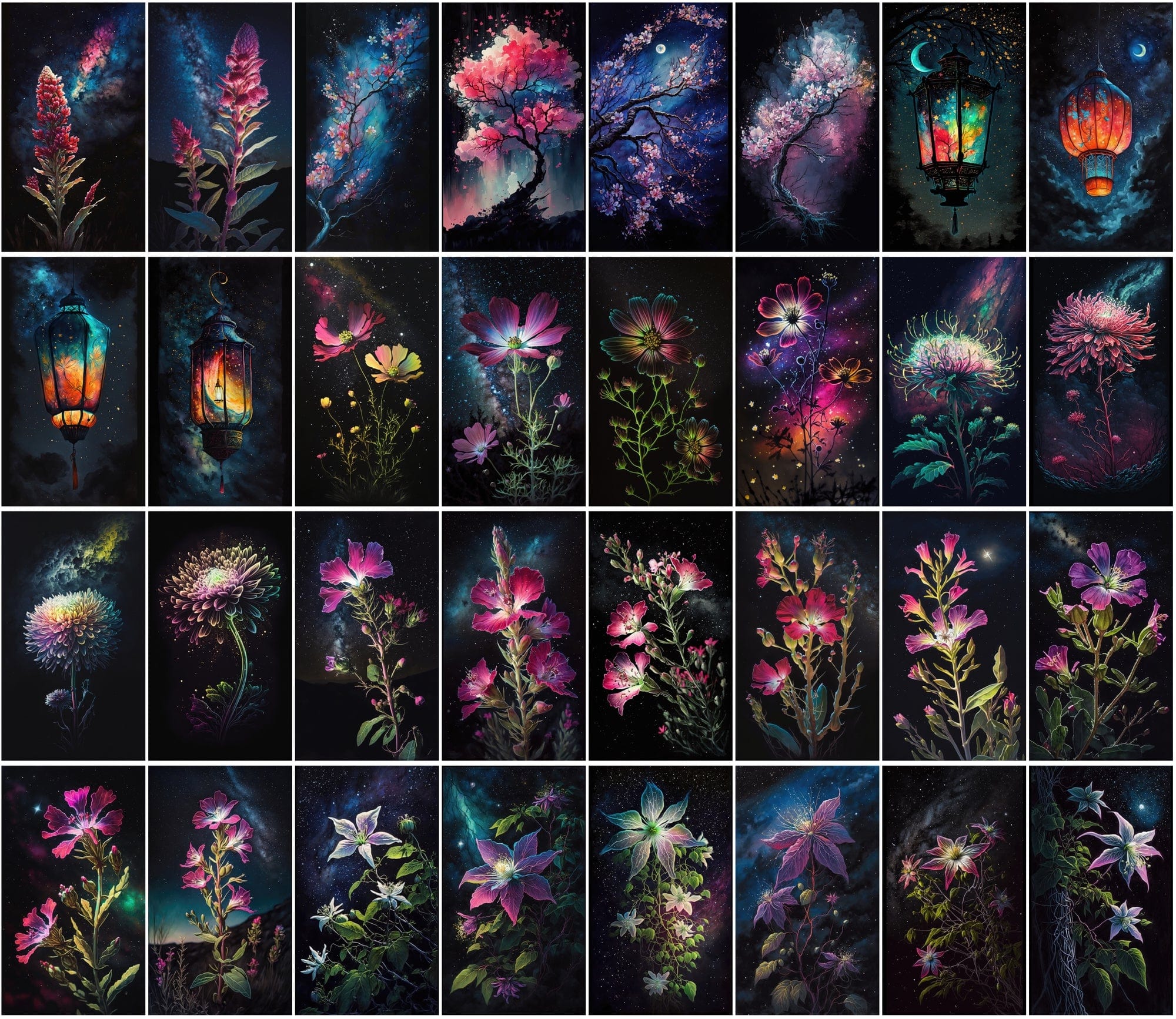 Stunning Floral & Starry Sky Images - High-Resolution, Colorful, Commercial Use - 470 JPG Collection Digital Download Sumobundle