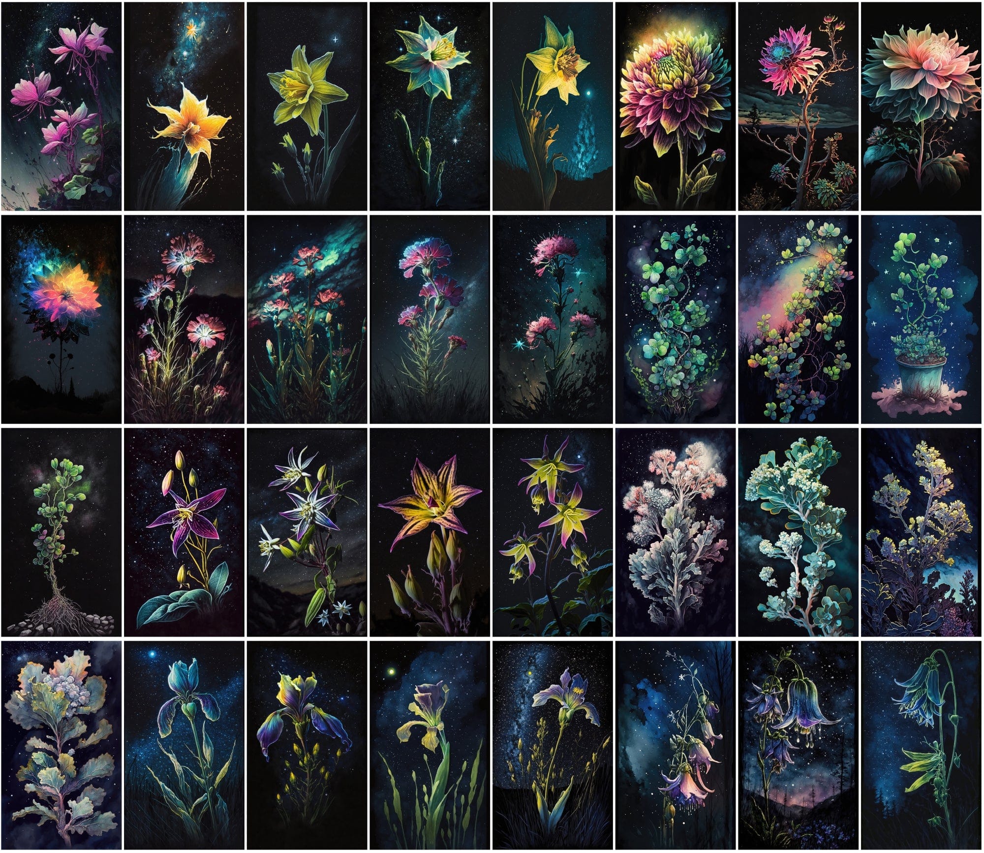 Stunning Floral & Starry Sky Images - High-Resolution, Colorful, Commercial Use - 470 JPG Collection Digital Download Sumobundle