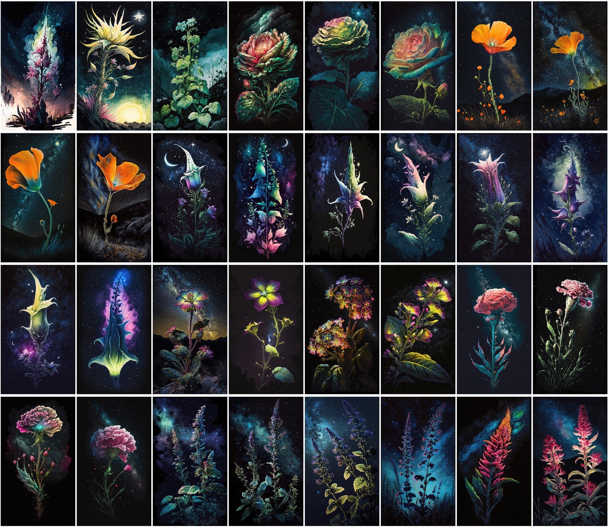Stunning Floral & Starry Sky Images - High-Resolution, Colorful, Commercial Use - 470 JPG Collection Digital Download Sumobundle
