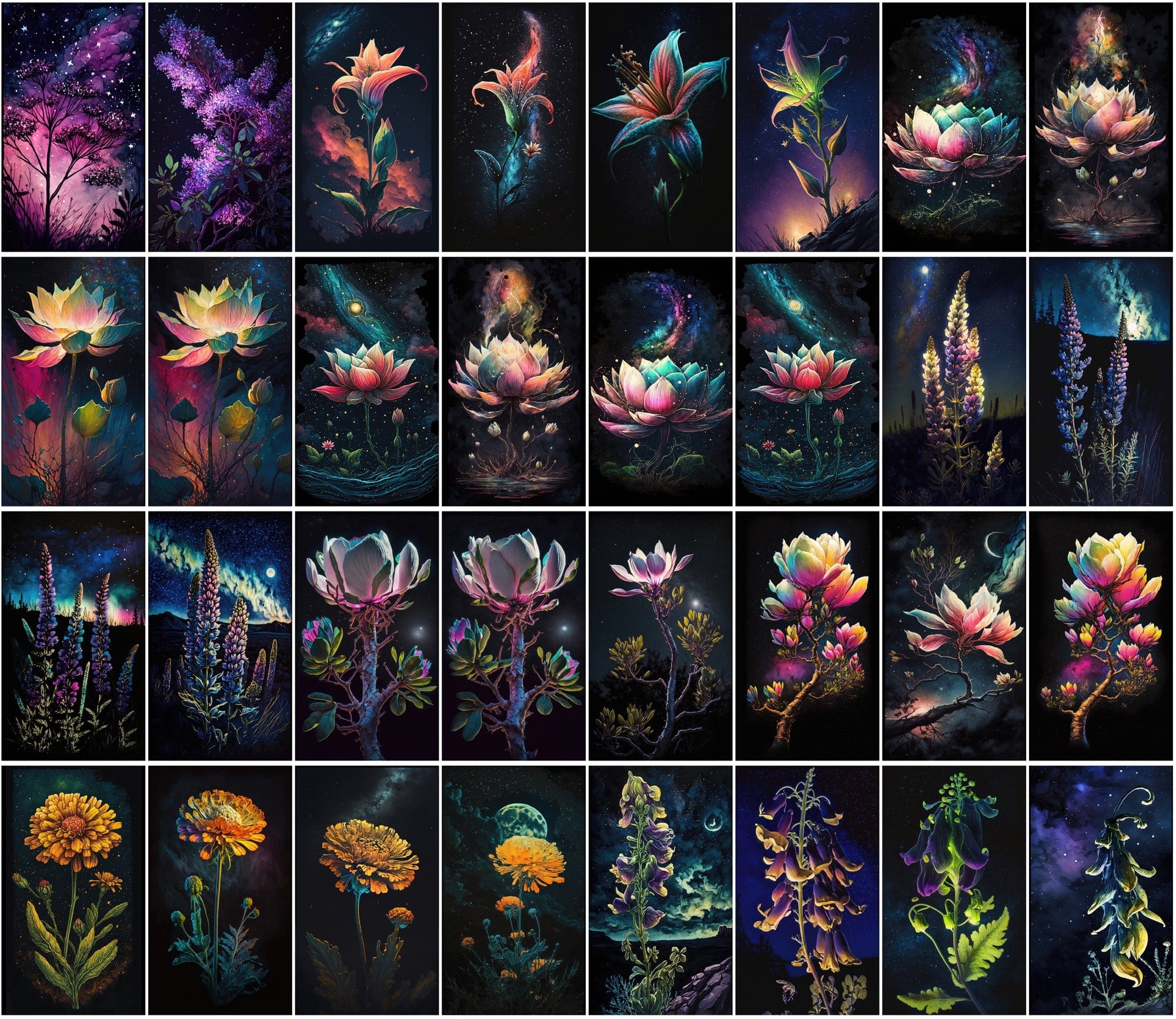Stunning Floral & Starry Sky Images - High-Resolution, Colorful, Commercial Use - 470 JPG Collection Digital Download Sumobundle