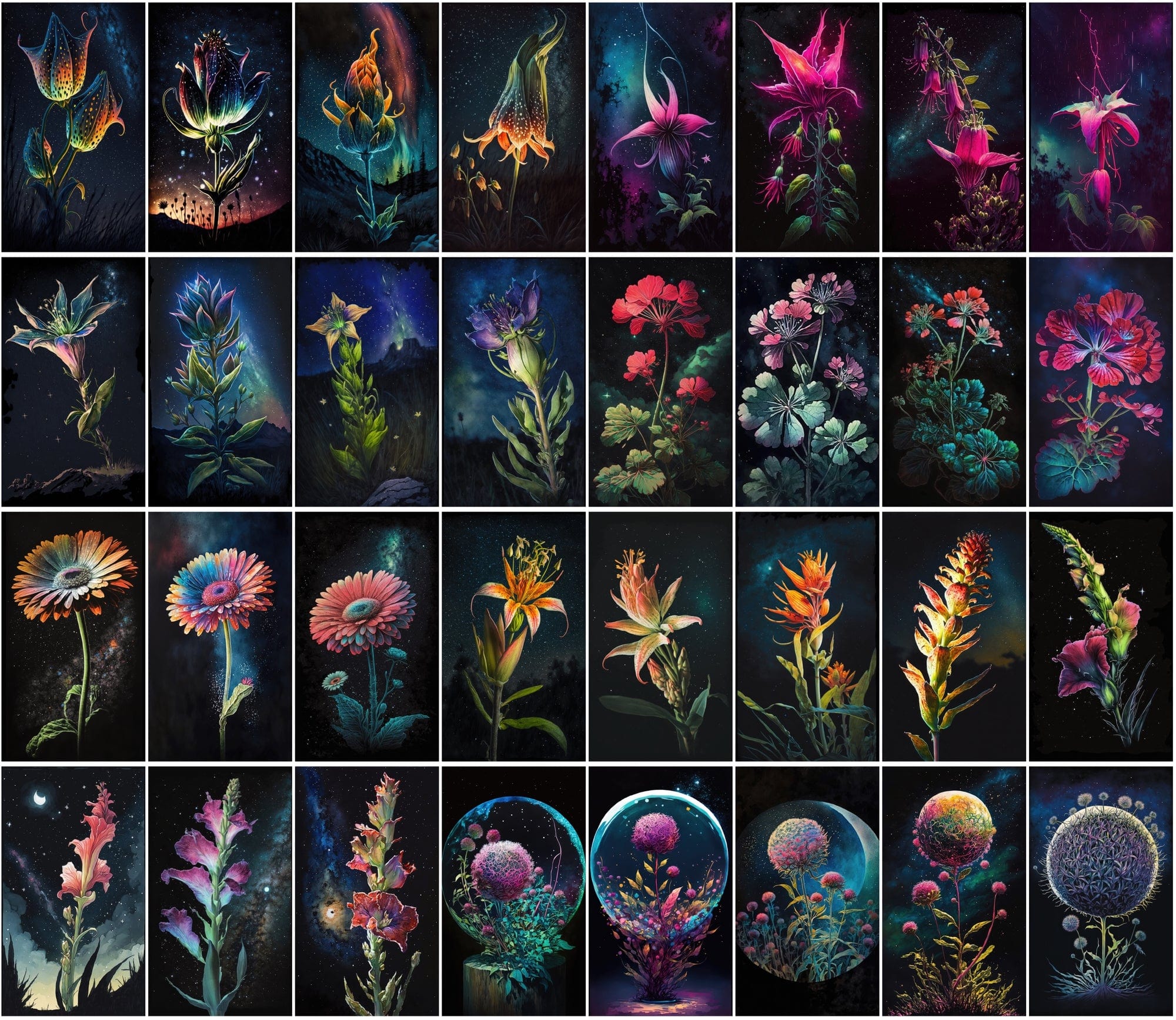 Stunning Floral & Starry Sky Images - High-Resolution, Colorful, Commercial Use - 470 JPG Collection Digital Download Sumobundle