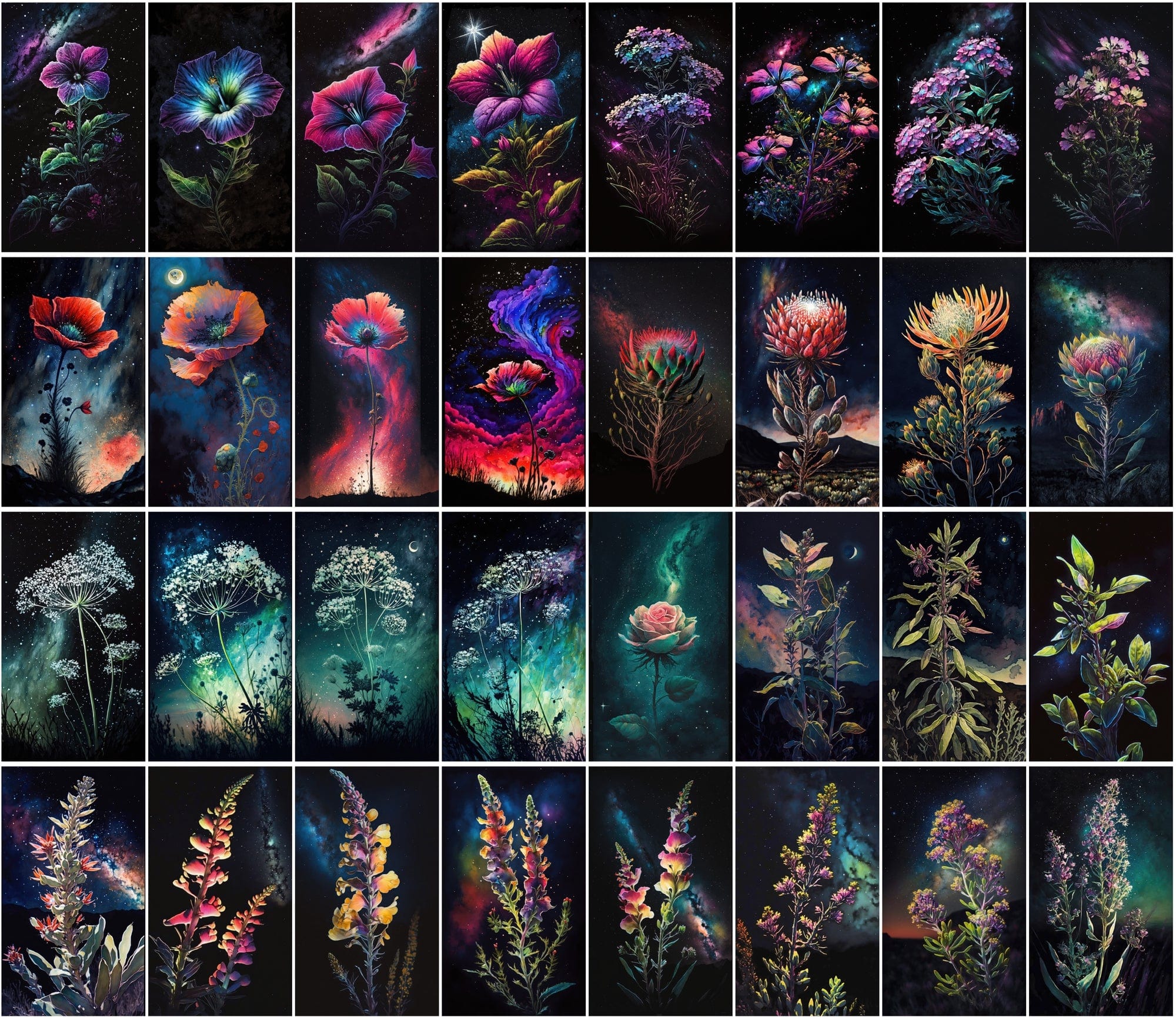Stunning Floral & Starry Sky Images - High-Resolution, Colorful, Commercial Use - 470 JPG Collection Digital Download Sumobundle