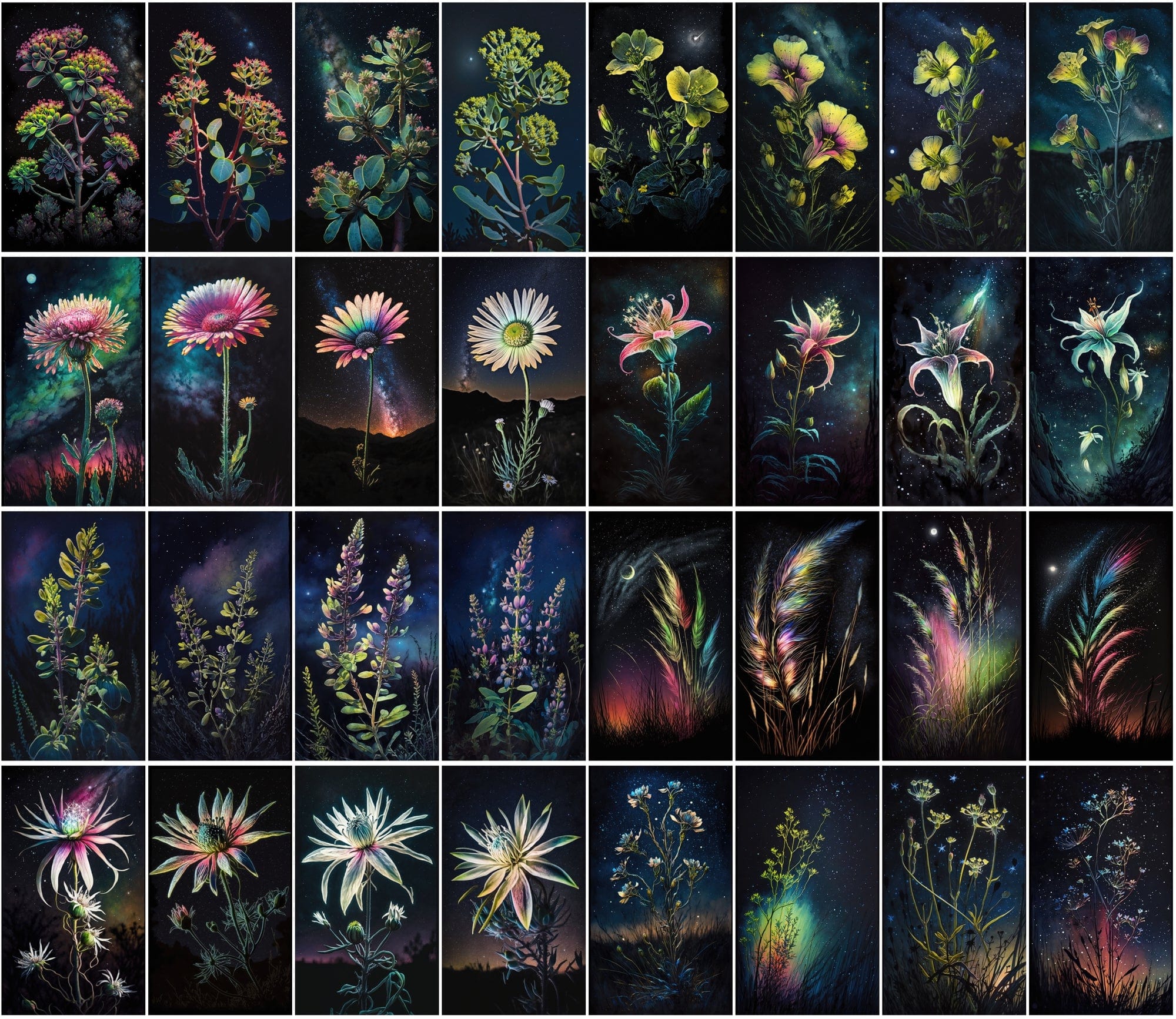 Stunning Floral & Starry Sky Images - High-Resolution, Colorful, Commercial Use - 470 JPG Collection Digital Download Sumobundle