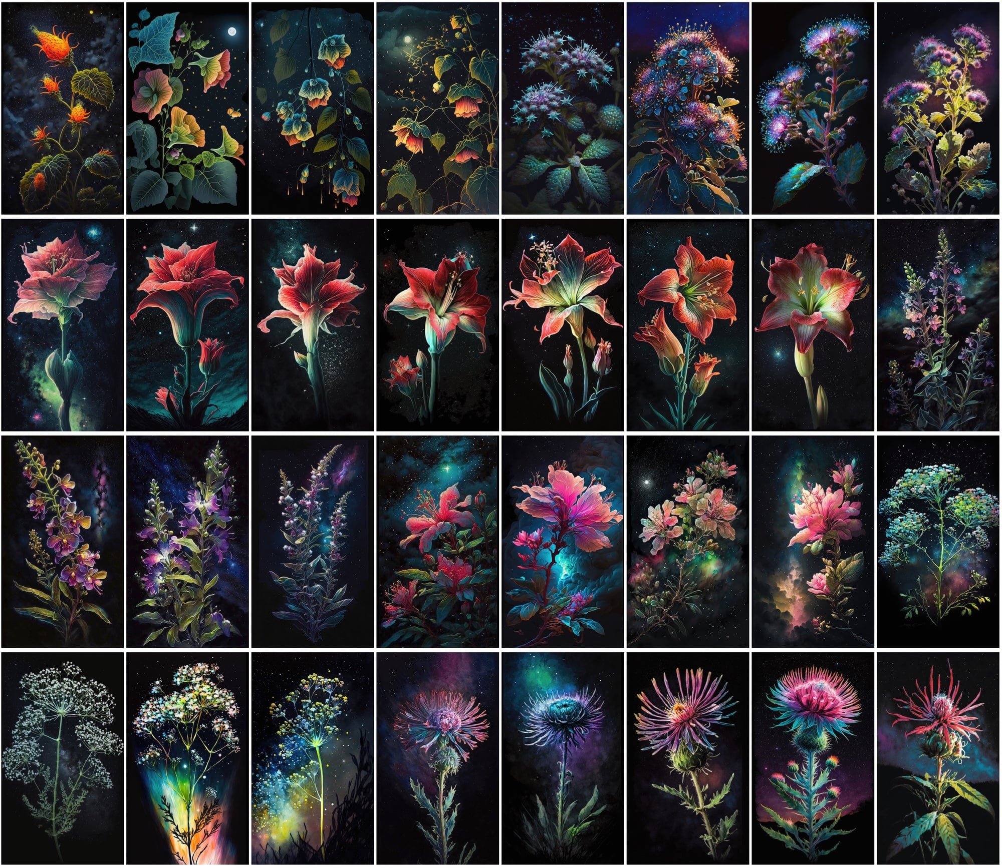 Stunning Floral & Starry Sky Images - High-Resolution, Colorful, Commercial Use - 470 JPG Collection Digital Download Sumobundle
