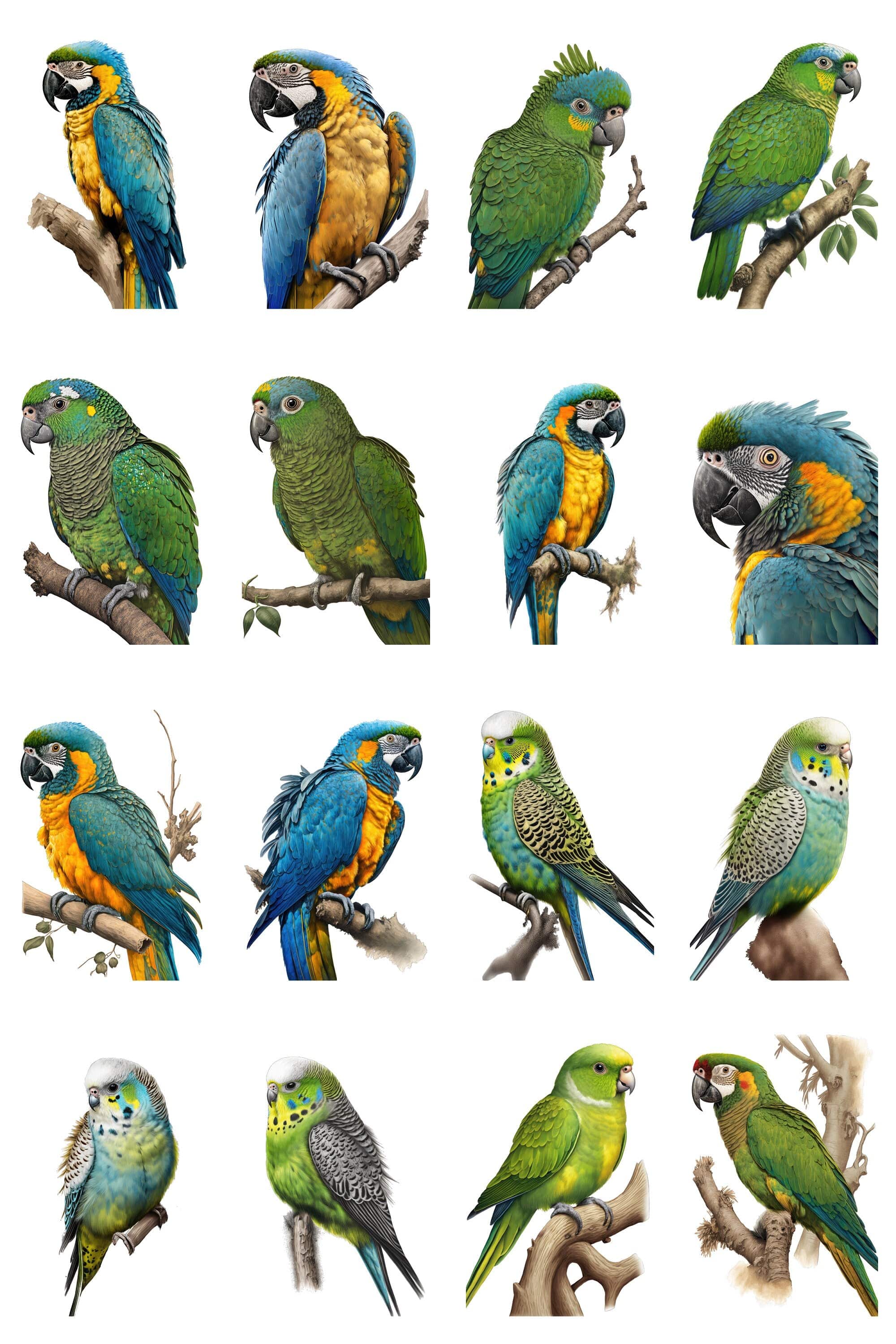 Stunning Parrot Image Bundle - 160 High-Quality PNG Parrot Illustrations with Transparent Backgrounds - Commercial Use - Digital Download Sumobundle