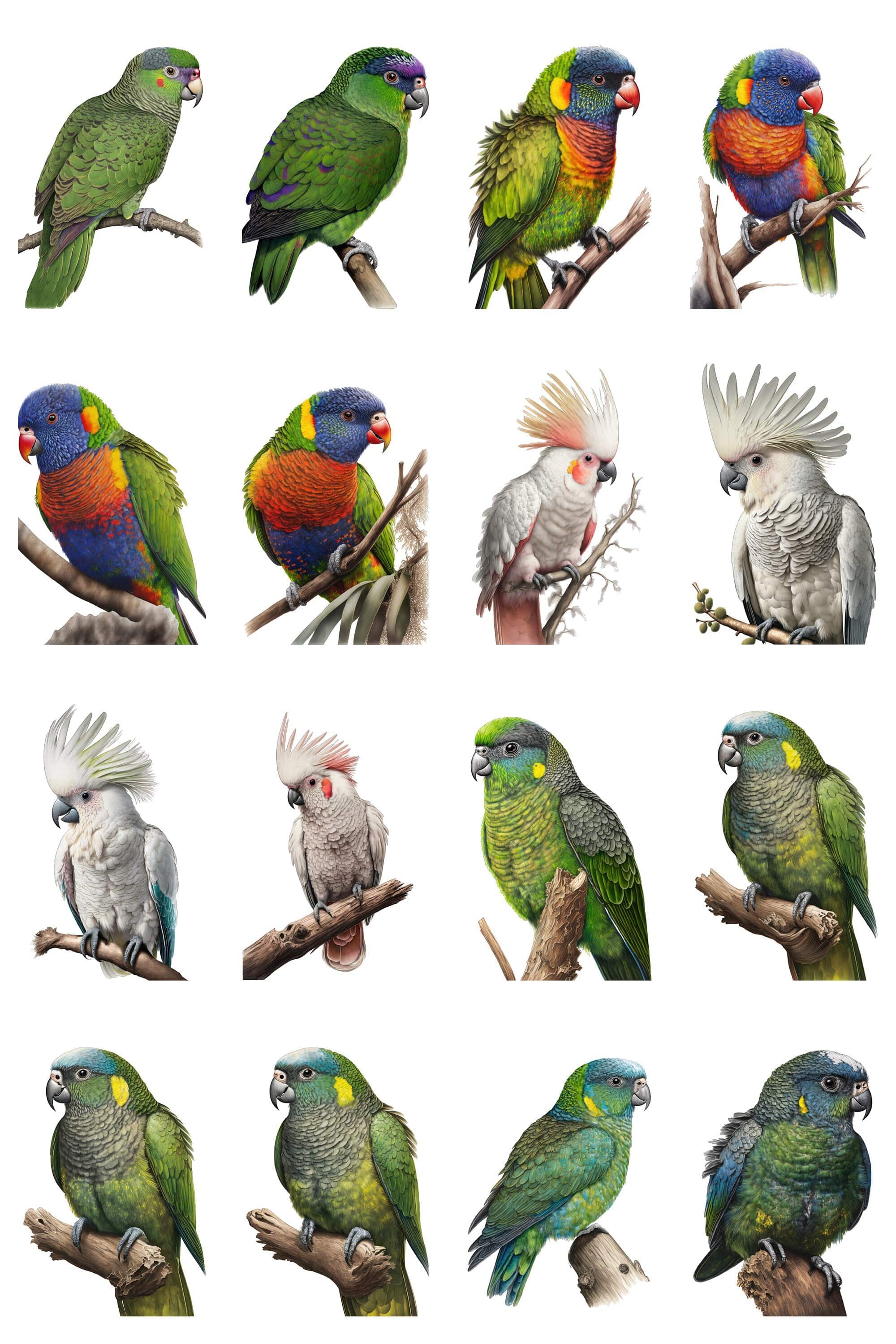 Stunning Parrot Image Bundle - 160 High-Quality PNG Parrot Illustrations with Transparent Backgrounds - Commercial Use - Digital Download Sumobundle