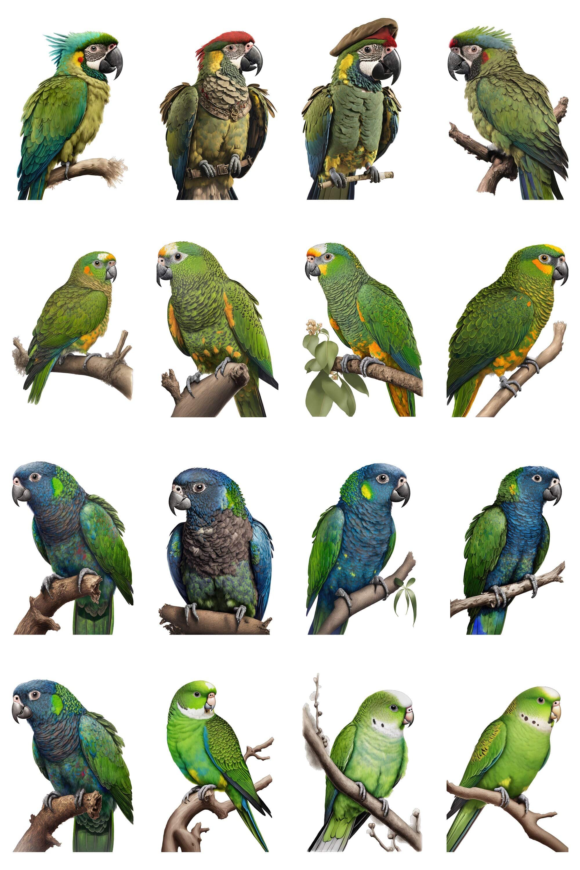Stunning Parrot Image Bundle - 160 High-Quality PNG Parrot Illustrations with Transparent Backgrounds - Commercial Use - Digital Download Sumobundle