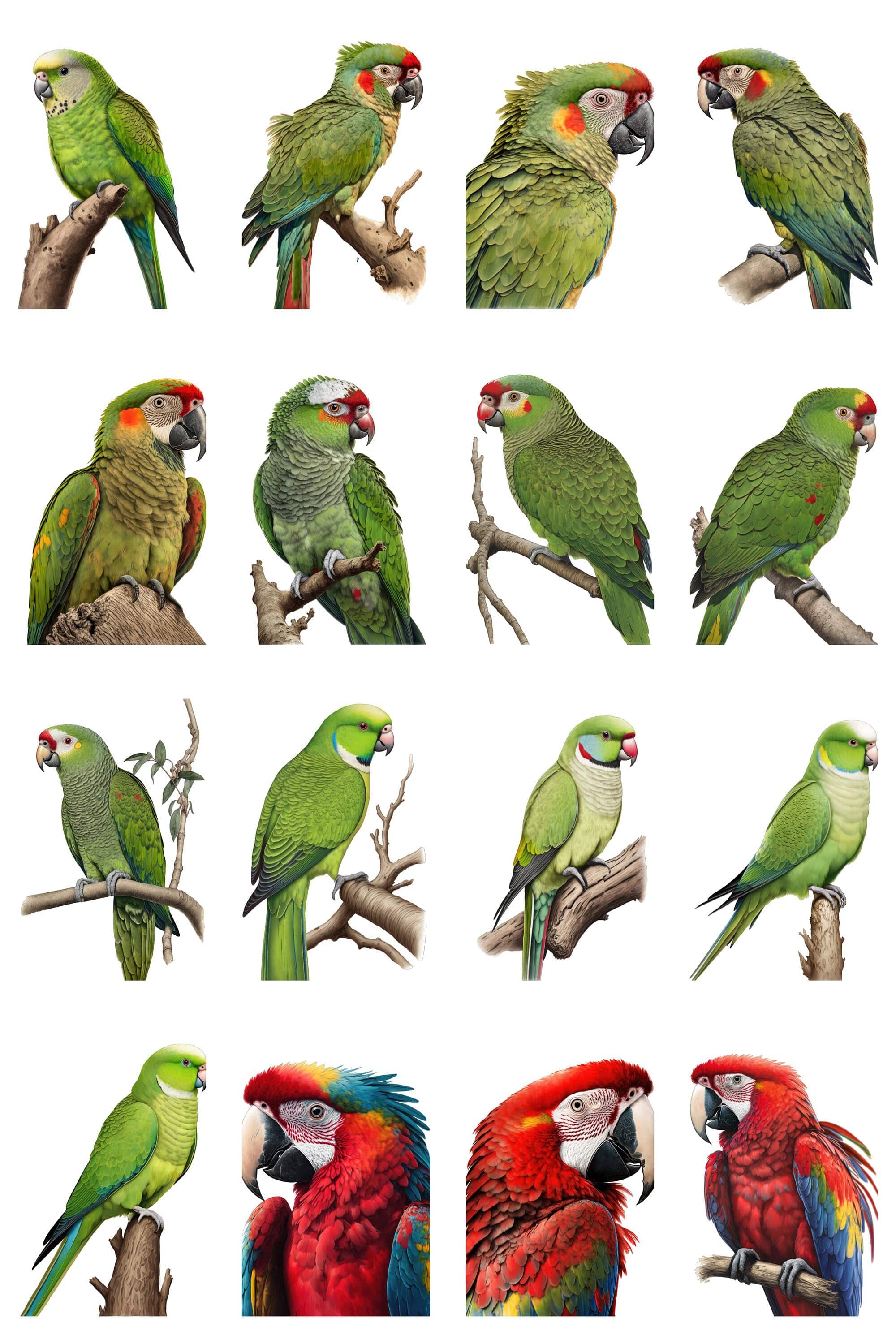 Stunning Parrot Image Bundle - 160 High-Quality PNG Parrot Illustrations with Transparent Backgrounds - Commercial Use - Digital Download Sumobundle