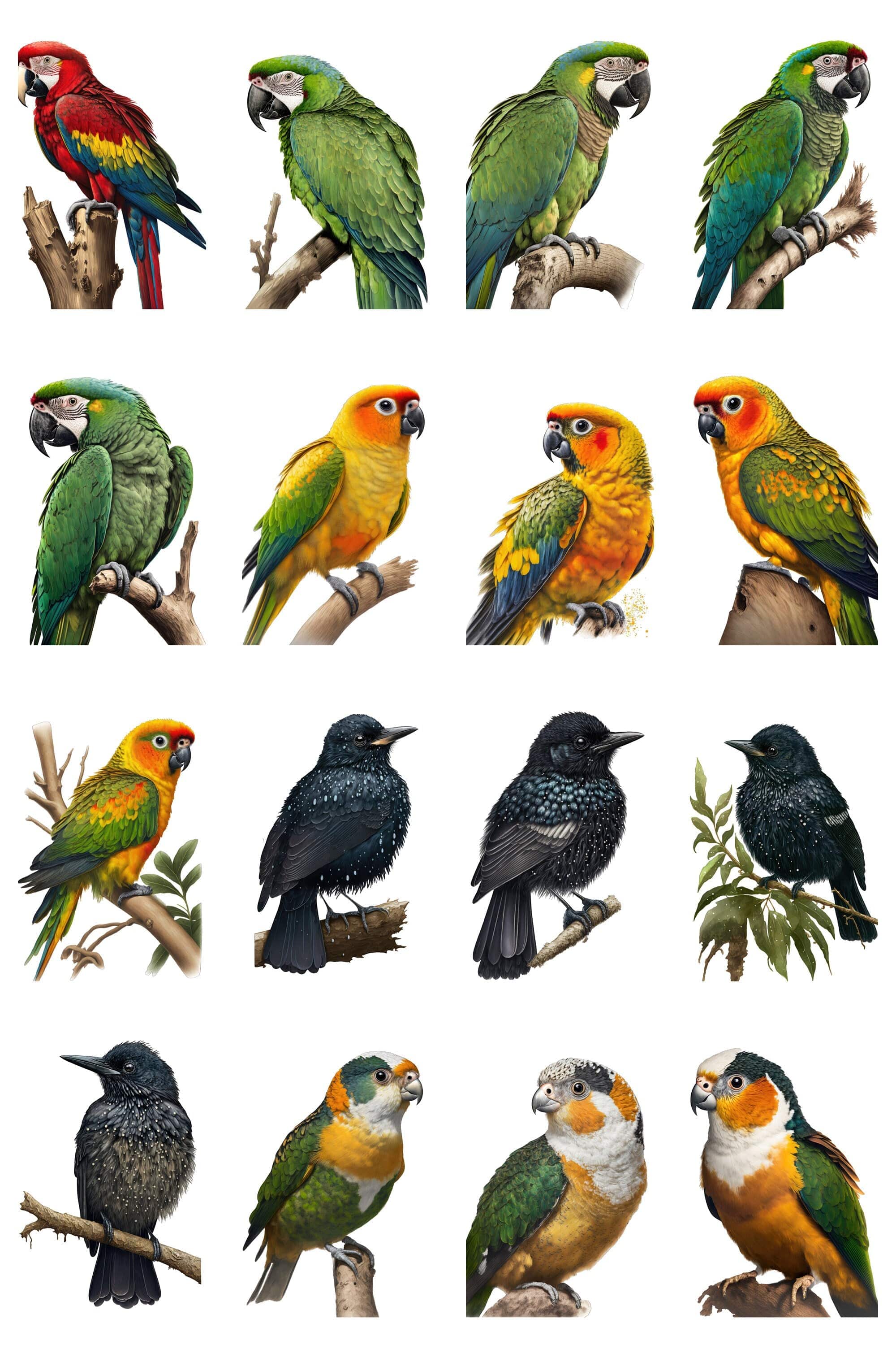 Stunning Parrot Image Bundle - 160 High-Quality PNG Parrot Illustrations with Transparent Backgrounds - Commercial Use - Digital Download Sumobundle