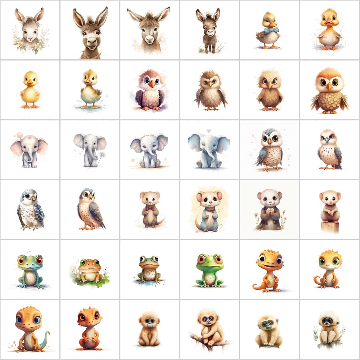 Transparent PNG Cute Animal Illustrations with Commercial License - 300 Unique Images Digital Download Sumobundle