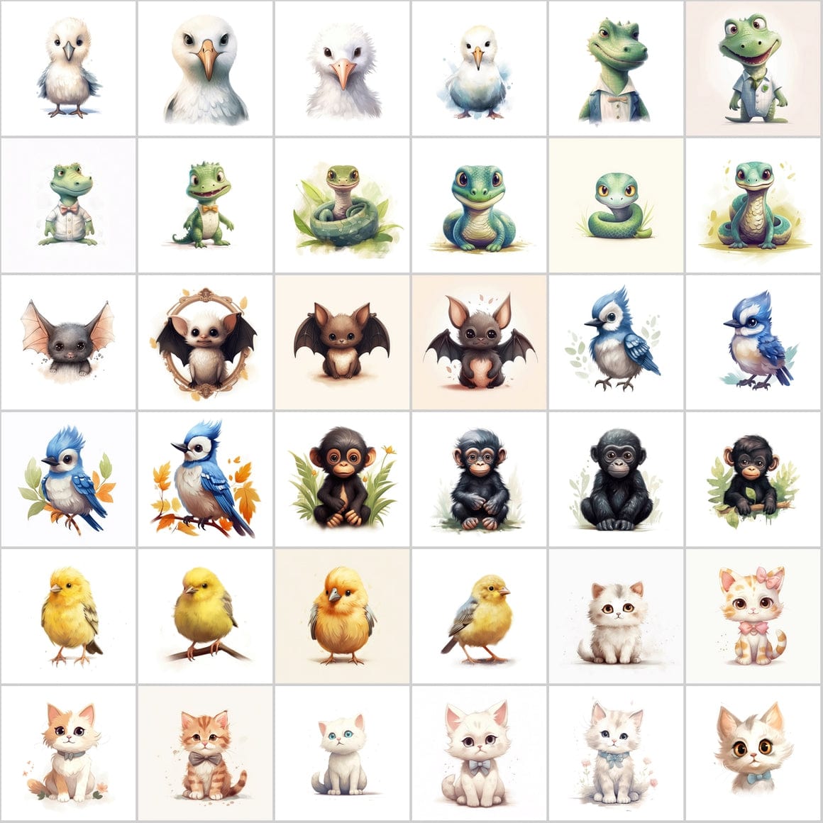 Transparent PNG Cute Animal Illustrations with Commercial License - 300 Unique Images Digital Download Sumobundle