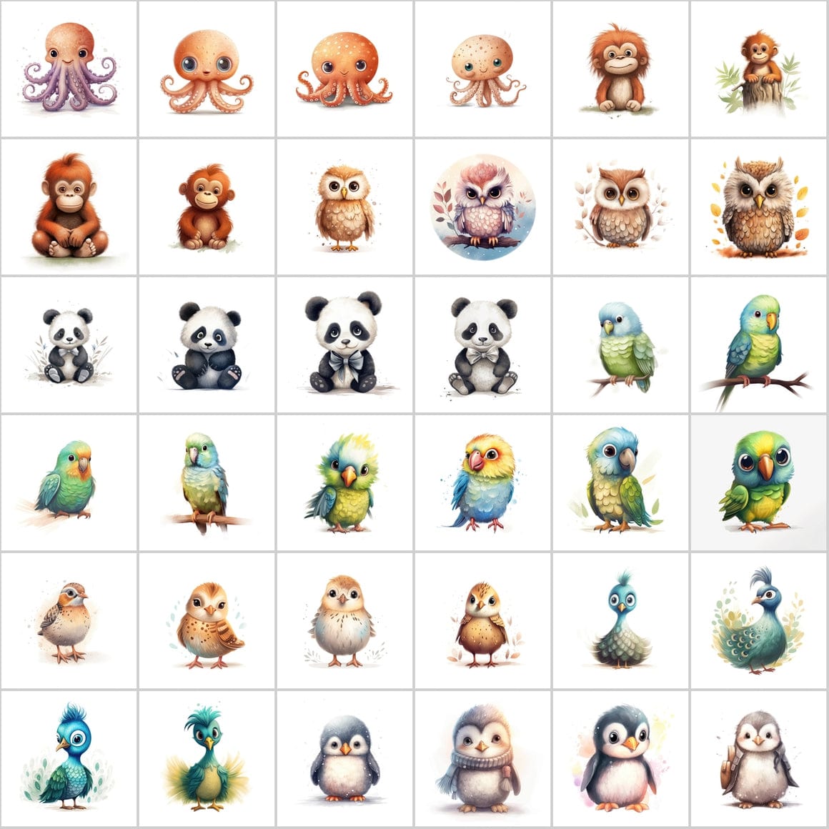 Transparent PNG Cute Animal Illustrations with Commercial License - 300 Unique Images Digital Download Sumobundle