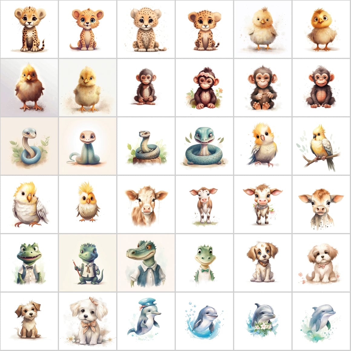 Transparent PNG Cute Animal Illustrations with Commercial License - 300 Unique Images Digital Download Sumobundle