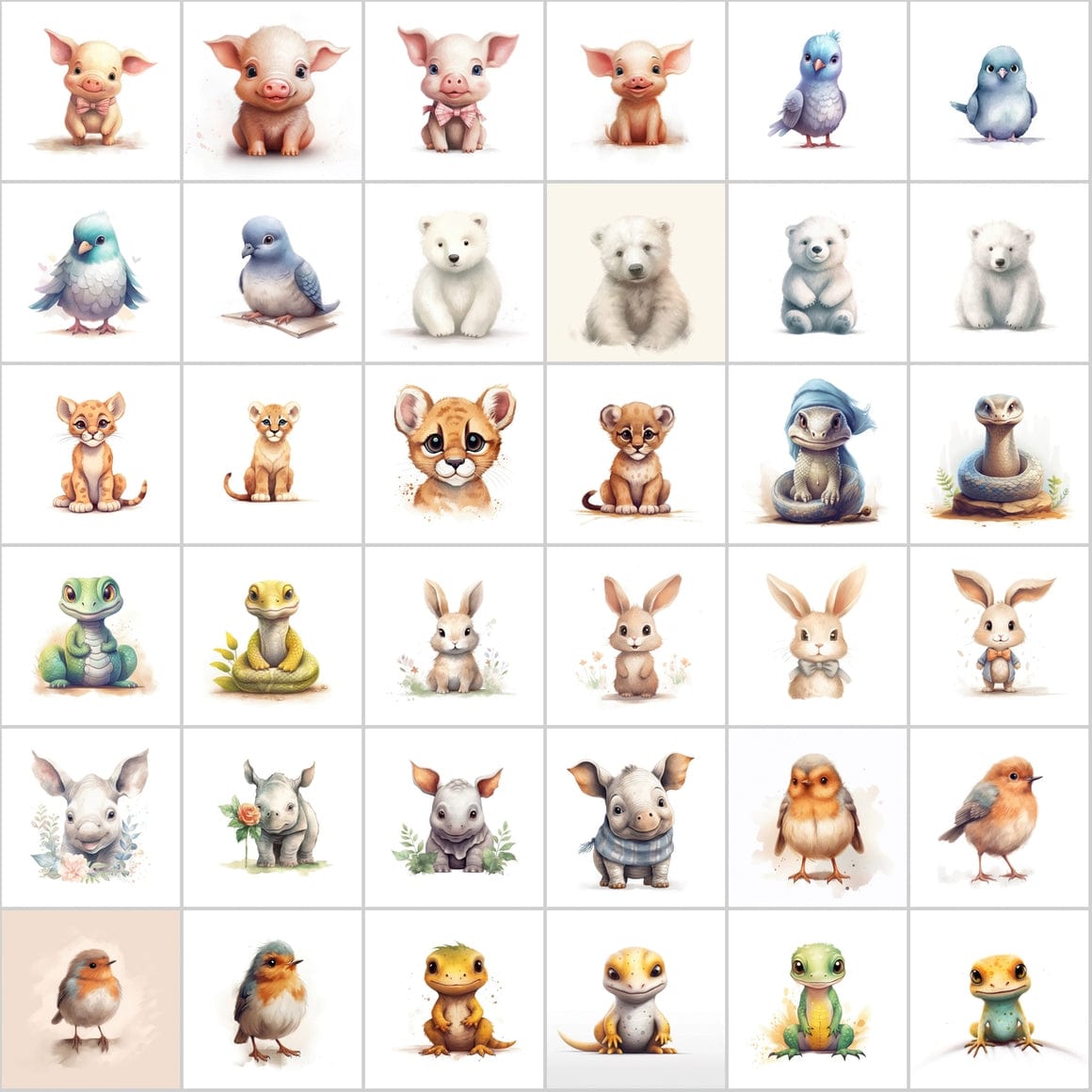 Transparent PNG Cute Animal Illustrations with Commercial License - 300 Unique Images Digital Download Sumobundle