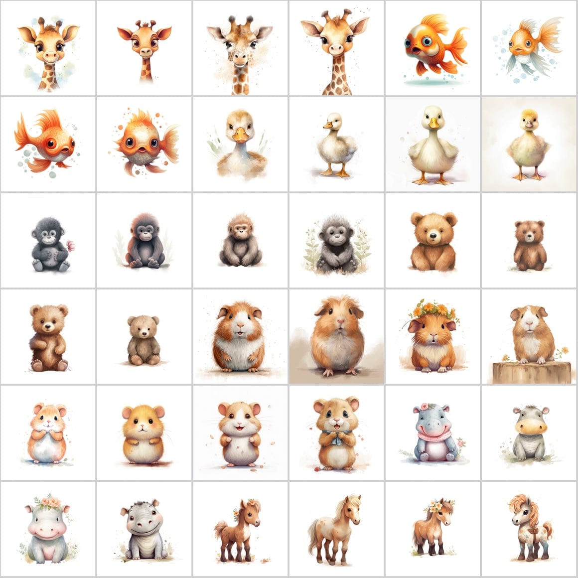 Transparent PNG Cute Animal Illustrations with Commercial License - 300 Unique Images Digital Download Sumobundle