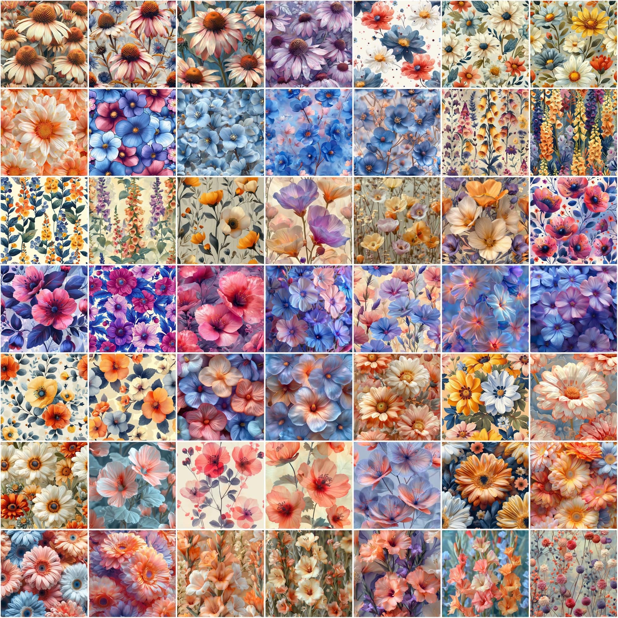 Ultimate Collection of Seamless Floral Patterns – Perfect for Digital Flowers, Colorful Backgrounds, and Creative Designs Digital Download Sumobundle