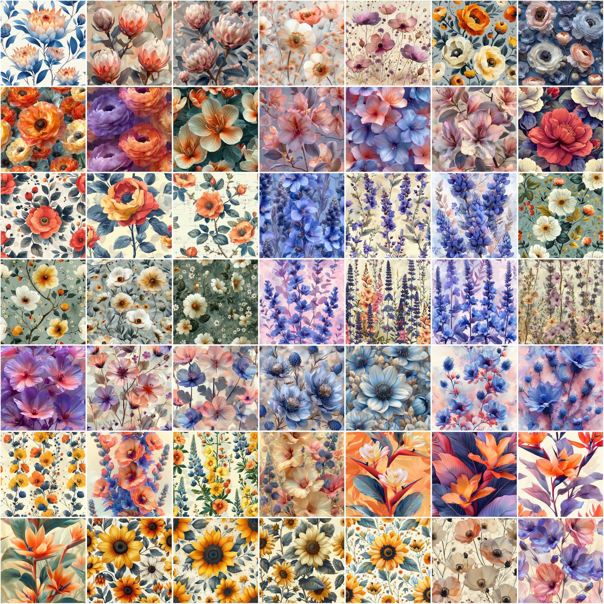Ultimate Collection of Seamless Floral Patterns – Perfect for Digital Flowers, Colorful Backgrounds, and Creative Designs Digital Download Sumobundle