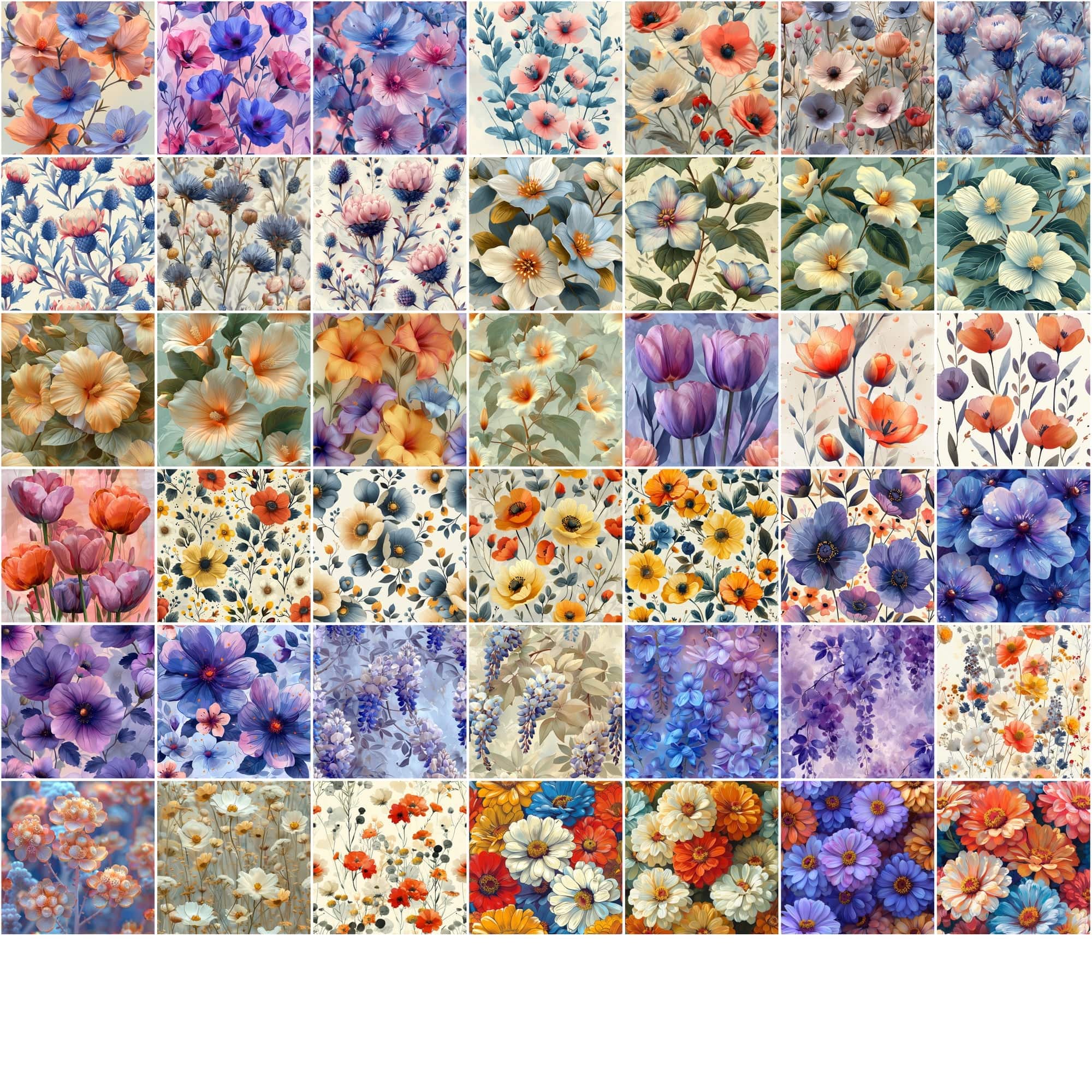Ultimate Collection of Seamless Floral Patterns – Perfect for Digital Flowers, Colorful Backgrounds, and Creative Designs Digital Download Sumobundle