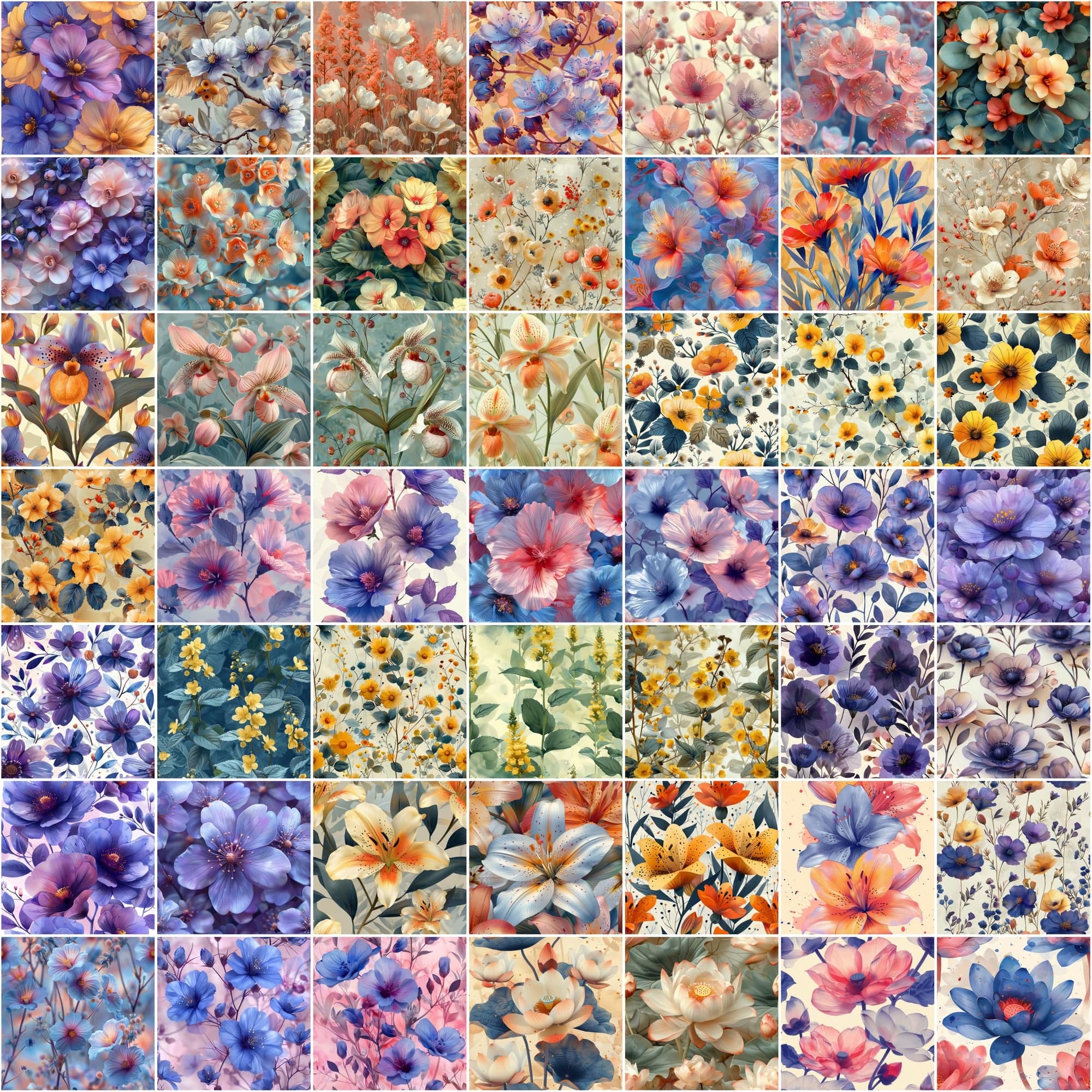 Ultimate Collection of Seamless Floral Patterns – Perfect for Digital Flowers, Colorful Backgrounds, and Creative Designs Digital Download Sumobundle