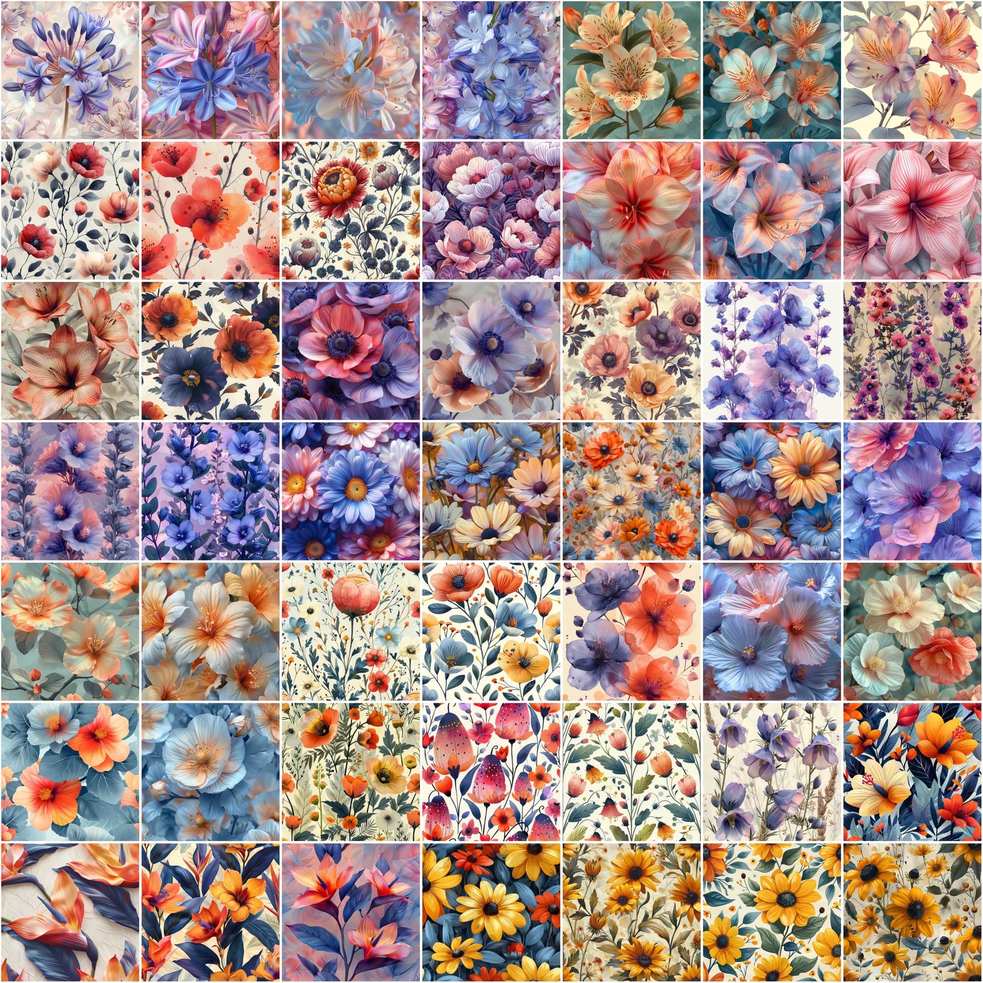Ultimate Collection of Seamless Floral Patterns – Perfect for Digital Flowers, Colorful Backgrounds, and Creative Designs Digital Download Sumobundle