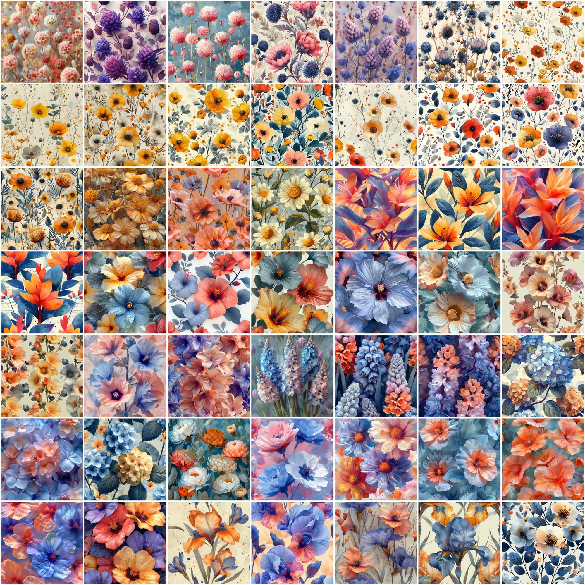 Ultimate Collection of Seamless Floral Patterns – Perfect for Digital Flowers, Colorful Backgrounds, and Creative Designs Digital Download Sumobundle