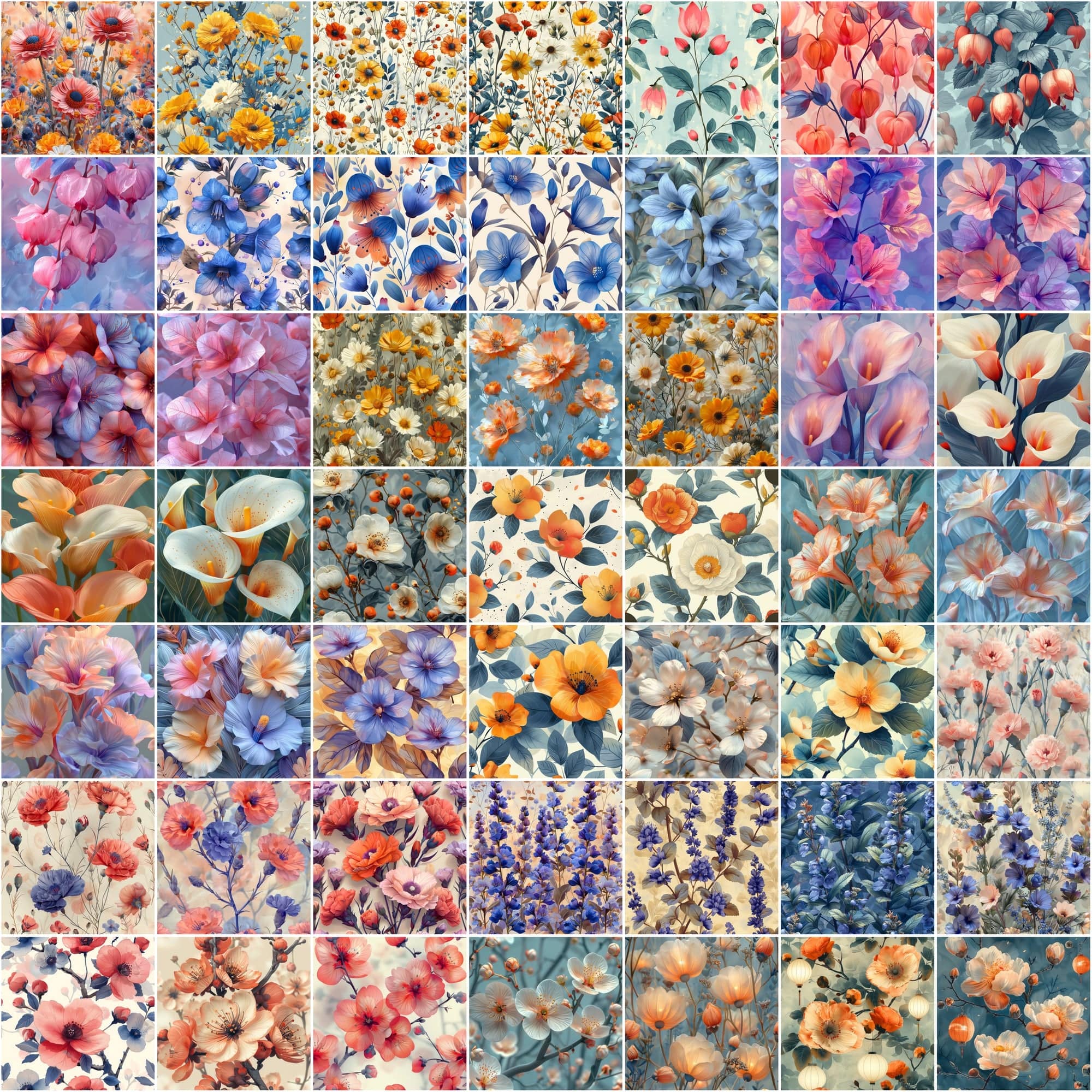 Ultimate Collection of Seamless Floral Patterns – Perfect for Digital Flowers, Colorful Backgrounds, and Creative Designs Digital Download Sumobundle
