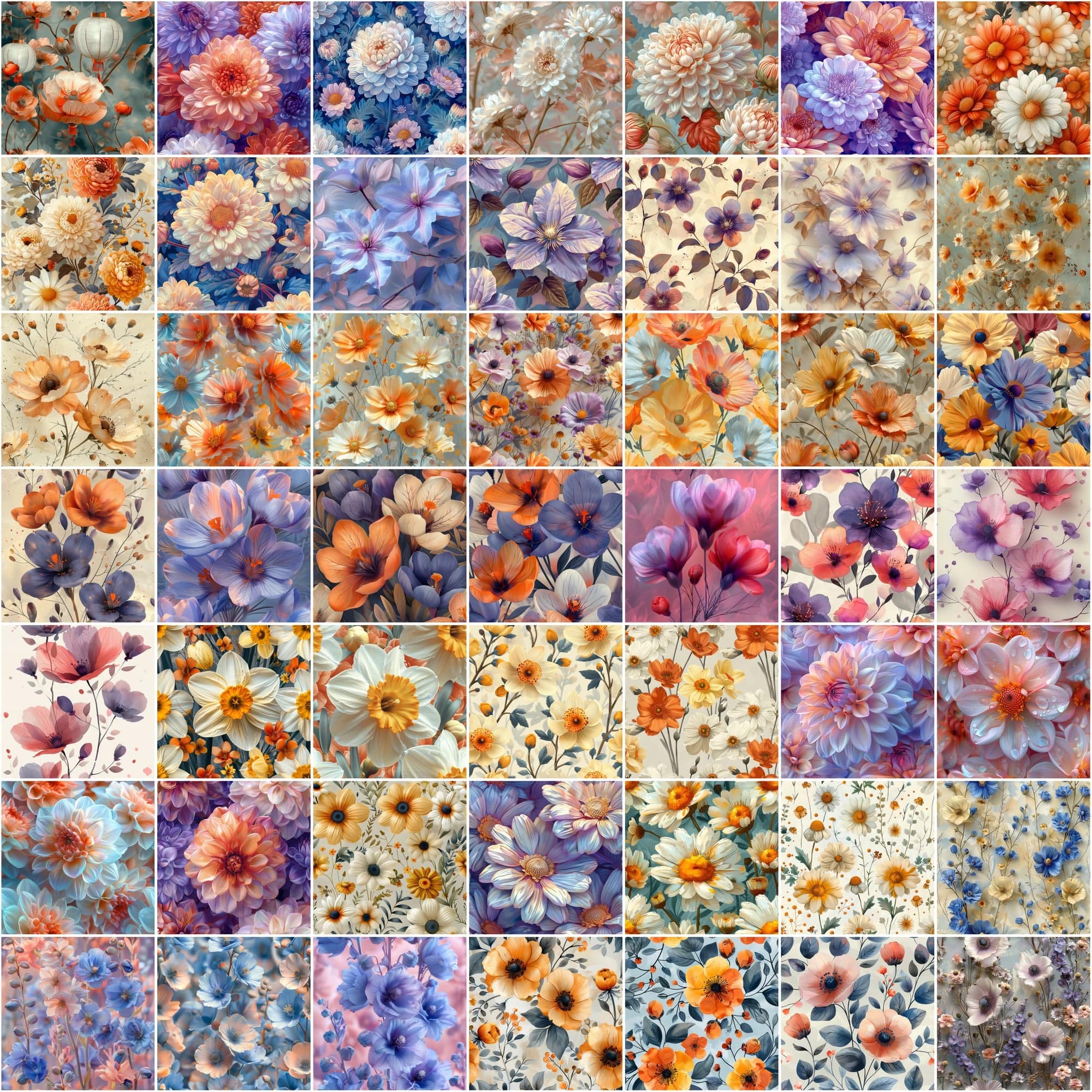 Ultimate Collection of Seamless Floral Patterns – Perfect for Digital Flowers, Colorful Backgrounds, and Creative Designs Digital Download Sumobundle