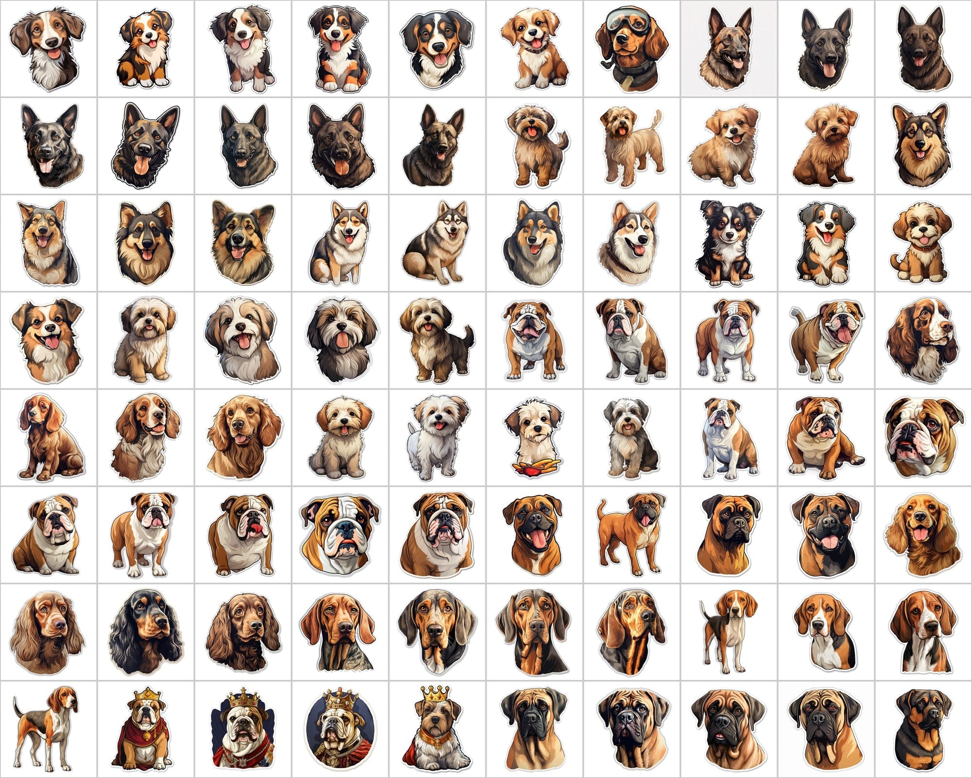 Ultimate Dog Breed Stickers Bundle - 2600 PNG Images with & without Backgrounds - Commercial Use Digital Download Sumobundle