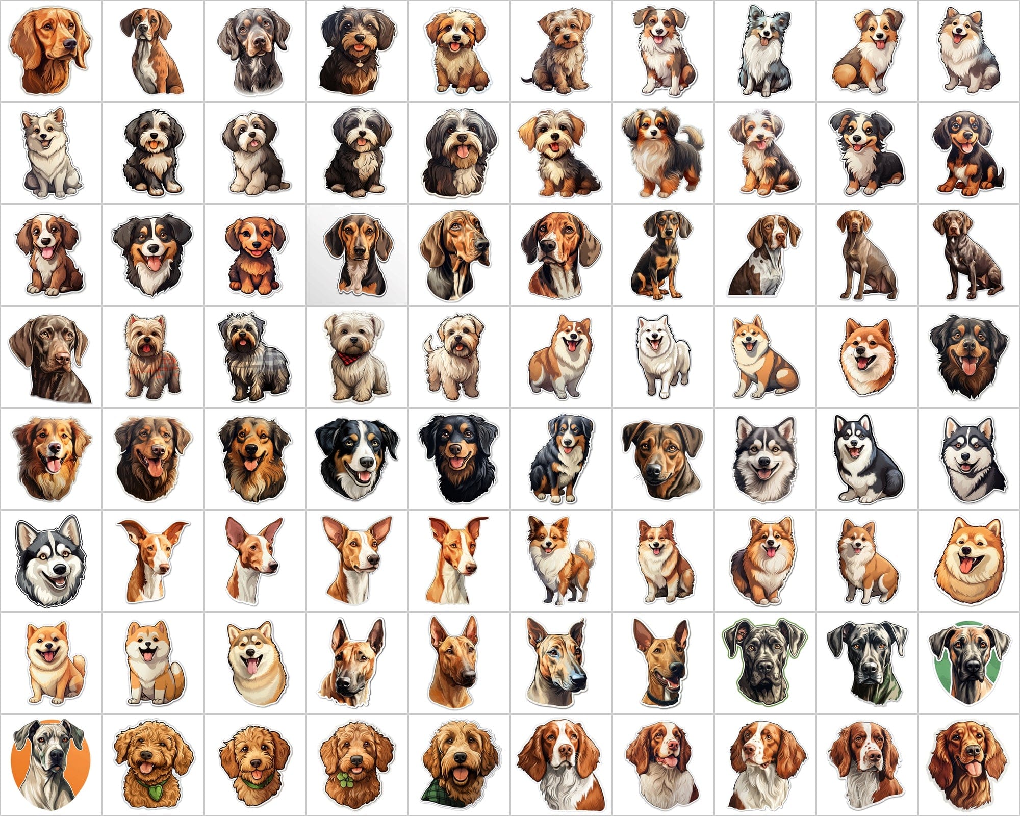 Ultimate Dog Breed Stickers Bundle - 2600 PNG Images with & without Backgrounds - Commercial Use Digital Download Sumobundle