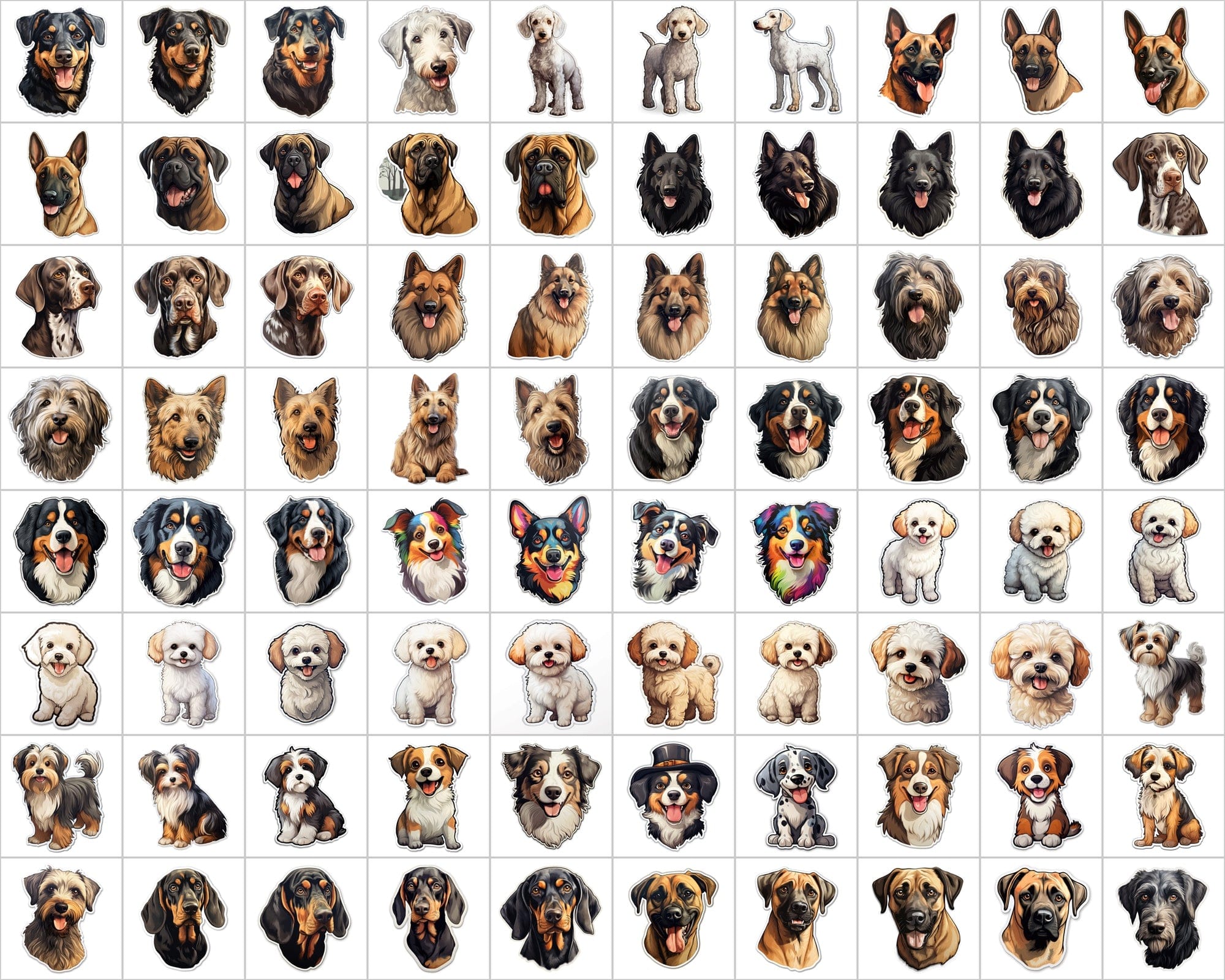 Ultimate Dog Breed Stickers Bundle - 2600 PNG Images with & without Backgrounds - Commercial Use Digital Download Sumobundle