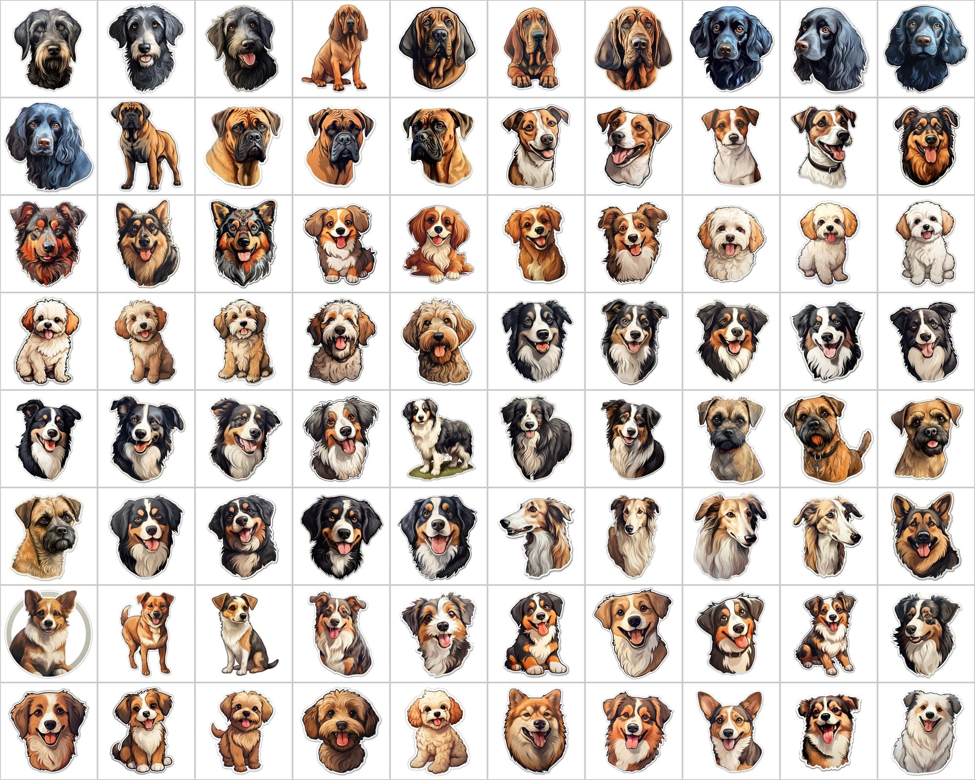 Ultimate Dog Breed Stickers Bundle - 2600 PNG Images with & without Backgrounds - Commercial Use Digital Download Sumobundle