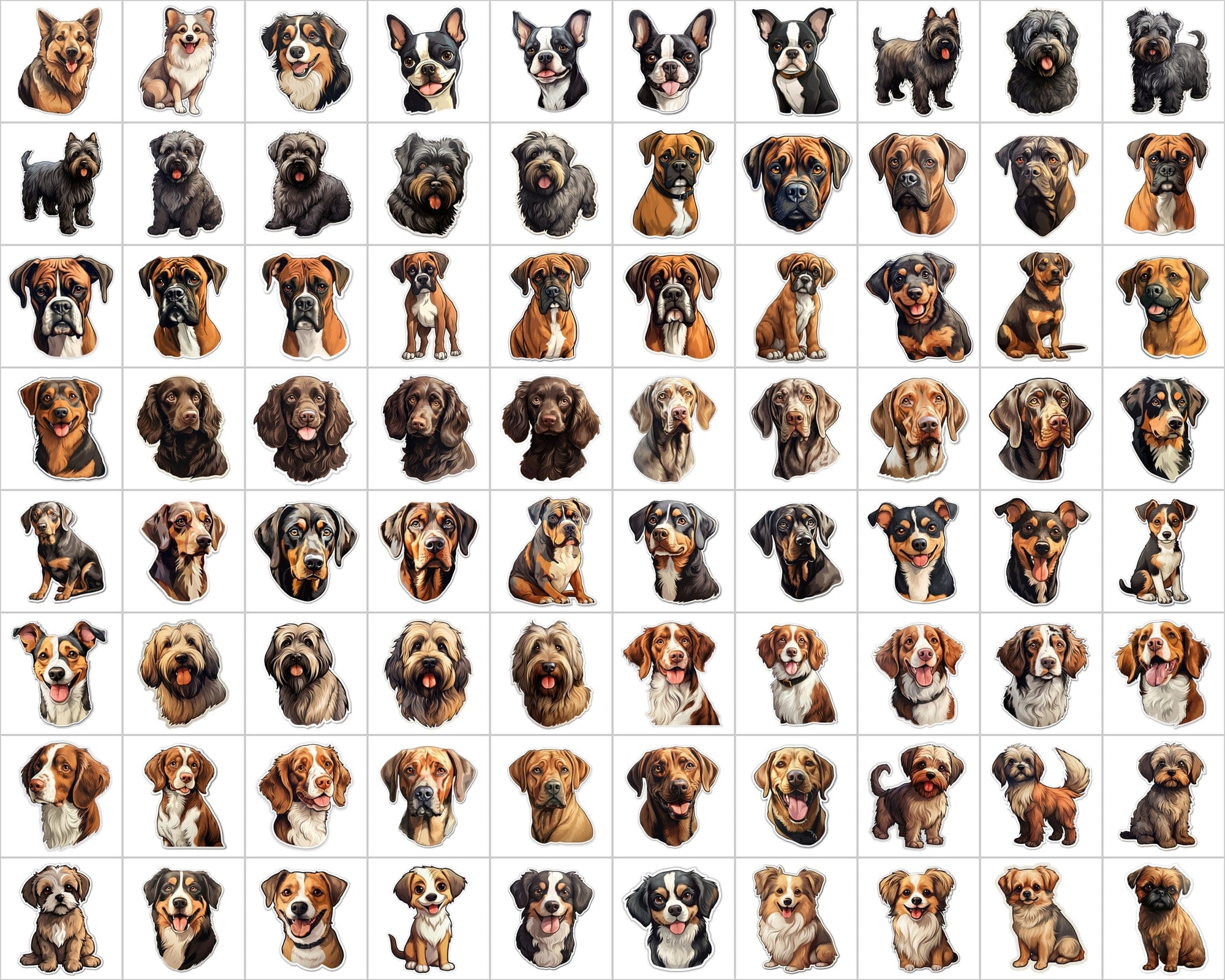 Ultimate Dog Breed Stickers Bundle - 2600 PNG Images with & without Backgrounds - Commercial Use Digital Download Sumobundle