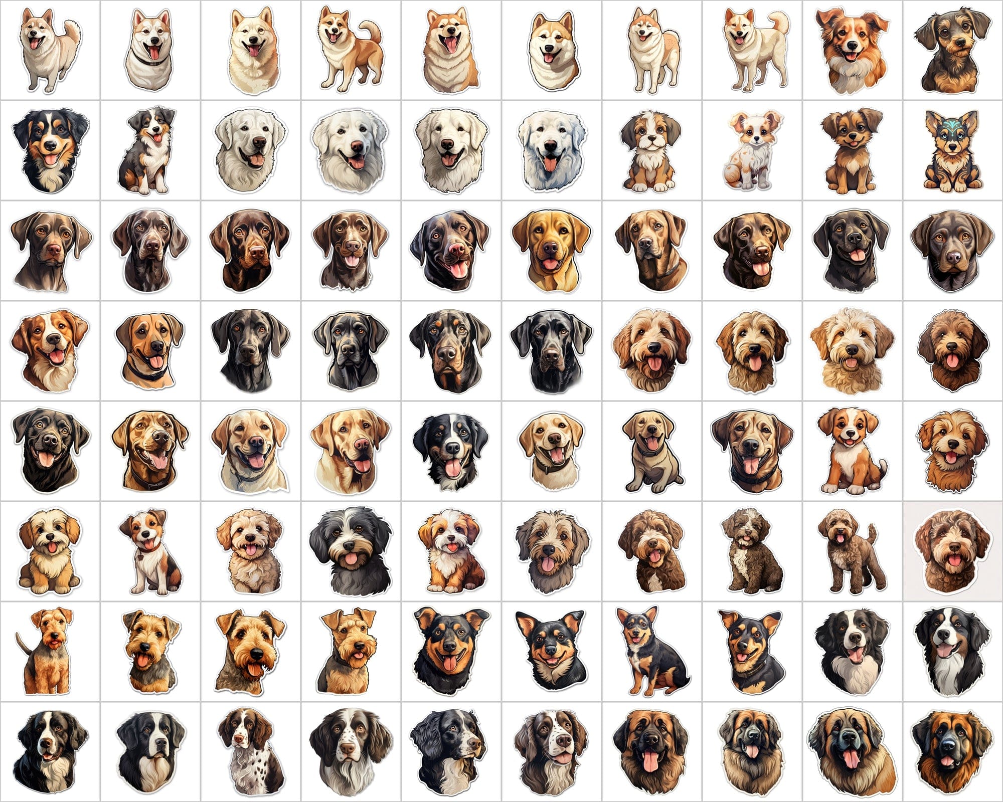 Ultimate Dog Breed Stickers Bundle - 2600 PNG Images with & without Backgrounds - Commercial Use Digital Download Sumobundle