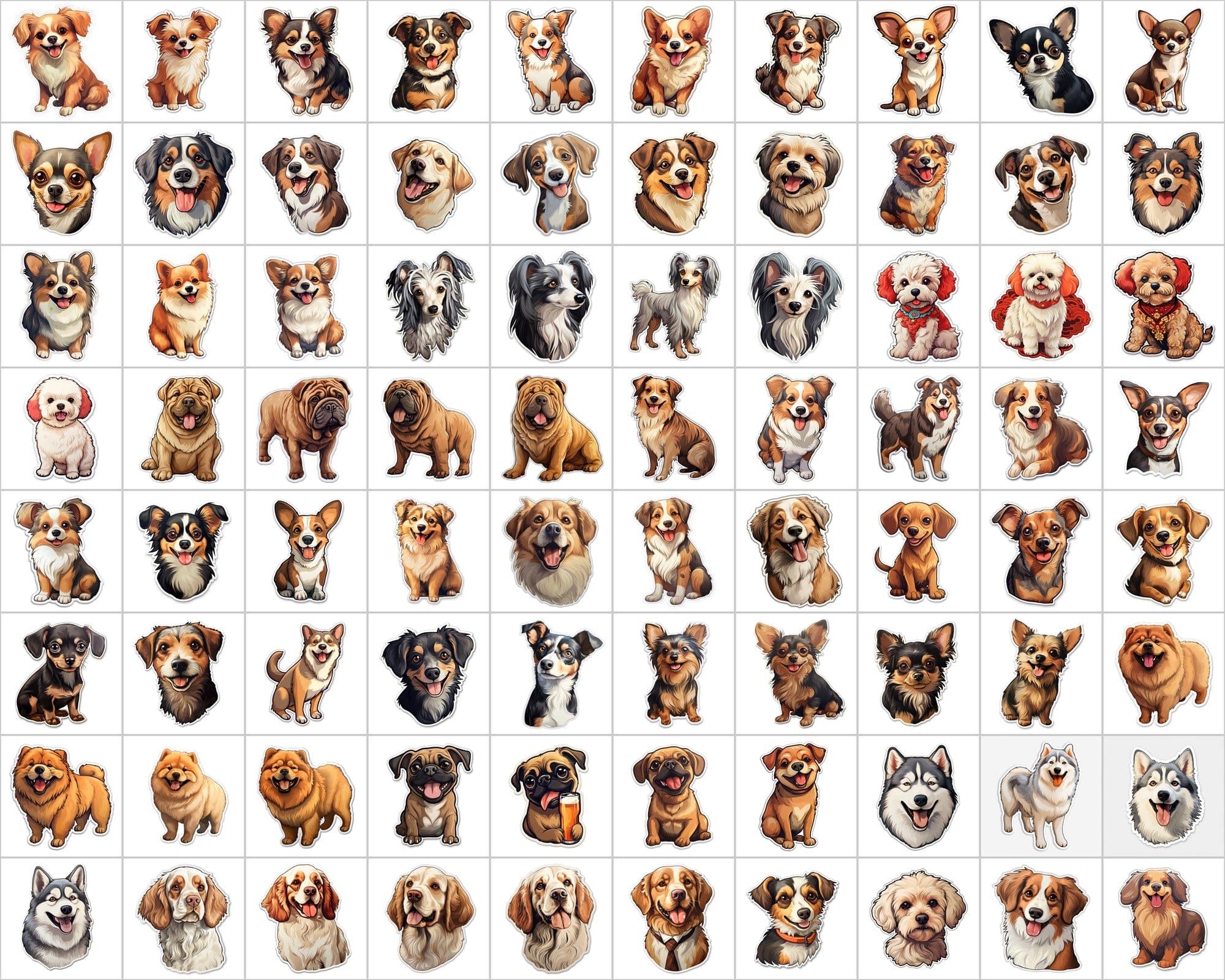 Ultimate Dog Breed Stickers Bundle - 2600 PNG Images with & without Backgrounds - Commercial Use Digital Download Sumobundle