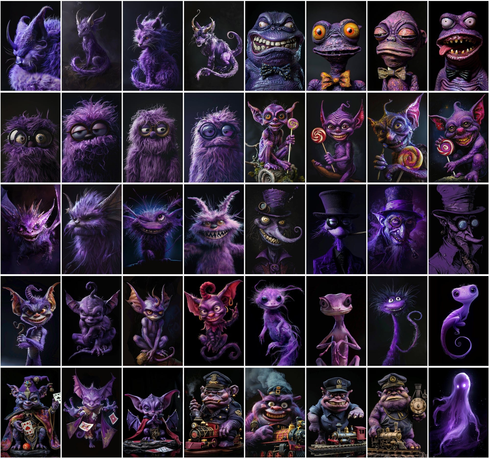 Ultimate Fantasy Art Bundle: 400+ Purple Monsters & Surreal Images, Commercial Use Digital Download Sumobundle
