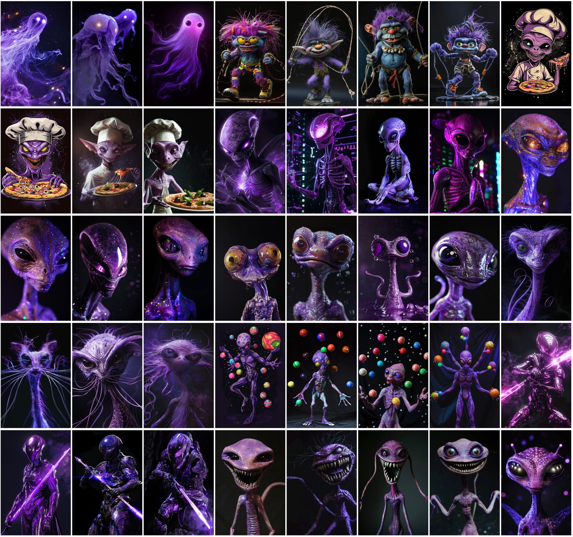 Ultimate Fantasy Art Bundle: 400+ Purple Monsters & Surreal Images, Commercial Use Digital Download Sumobundle