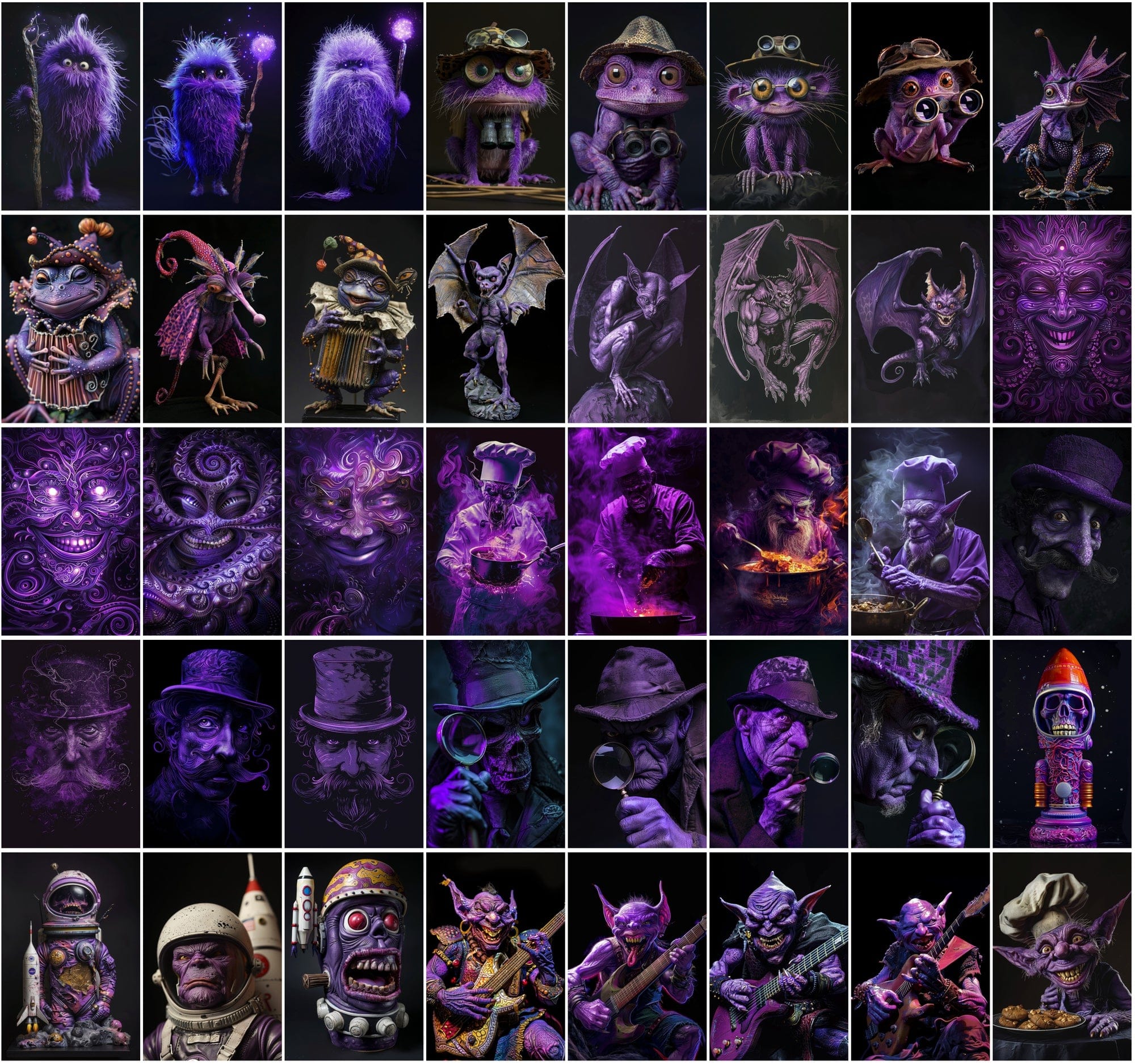 Ultimate Fantasy Art Bundle: 400+ Purple Monsters & Surreal Images, Commercial Use Digital Download Sumobundle