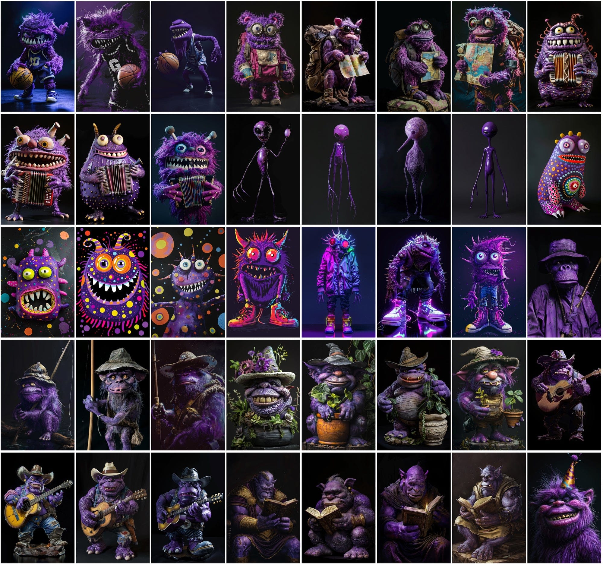Ultimate Fantasy Art Bundle: 400+ Purple Monsters & Surreal Images, Commercial Use Digital Download Sumobundle